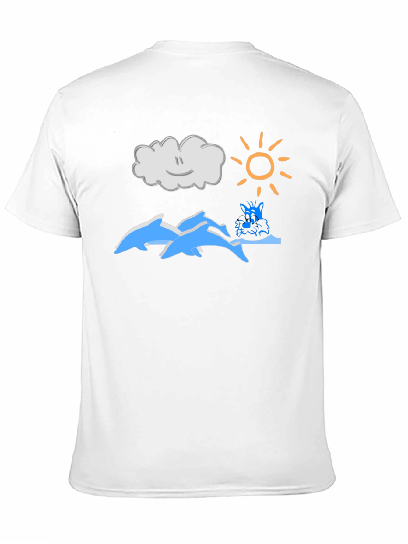 Cartoon Dolphins Black T-Shirt