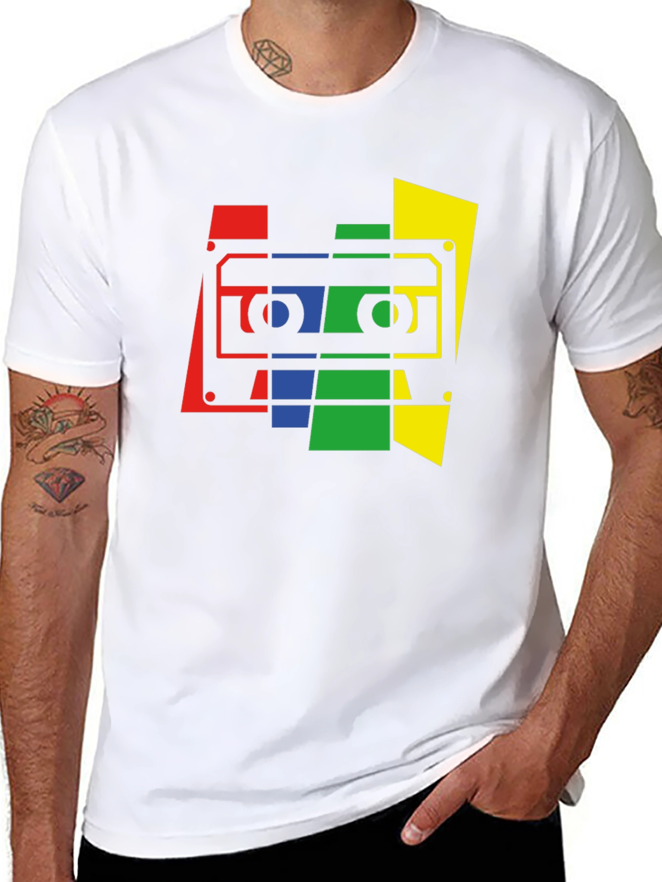 Retro Cassette Tape Graphic Tee - Black