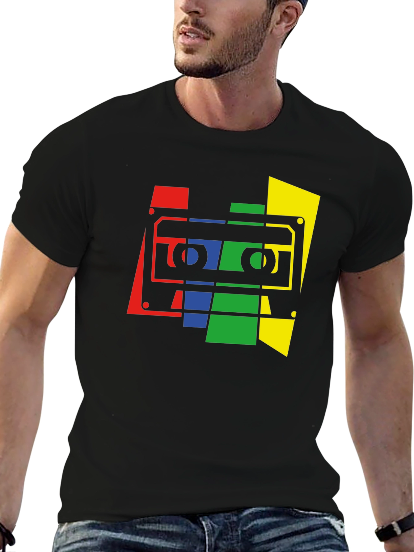 Retro Cassette Tape Graphic Tee - Black
