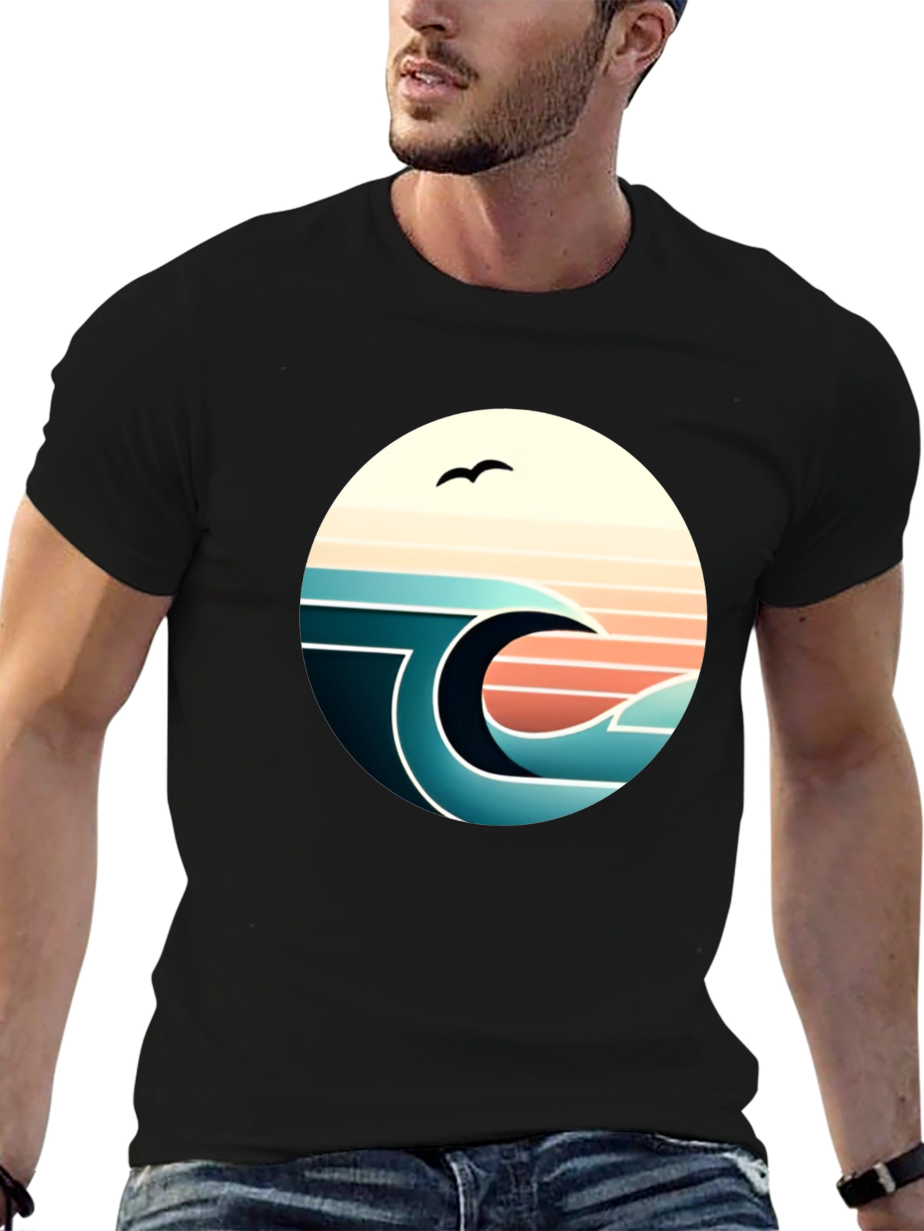 Retro Wave Graphic Tee - Black