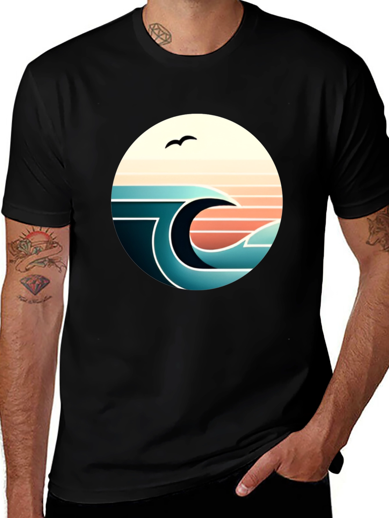 Retro Wave Graphic Tee - Black