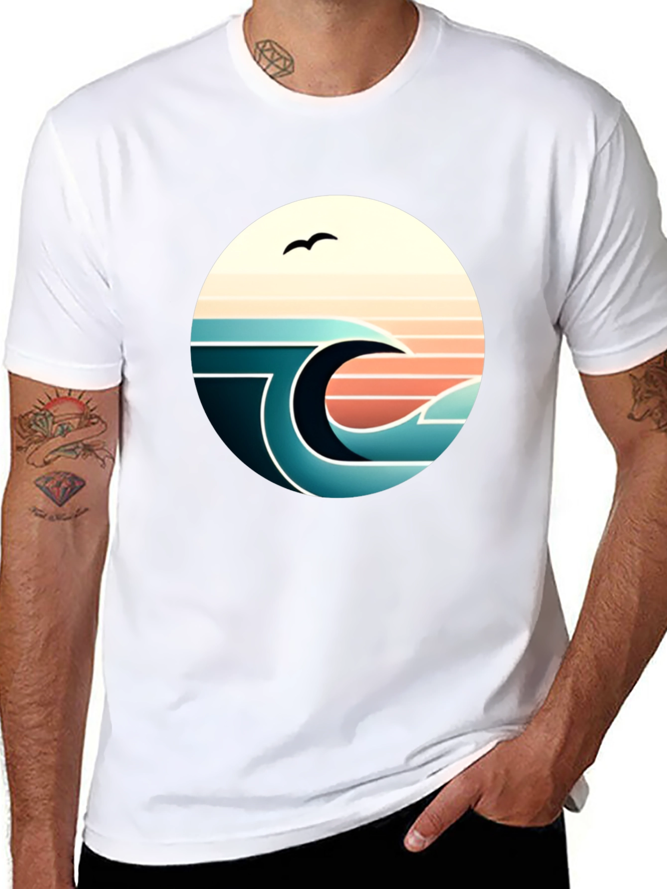 Retro Wave Graphic Tee - Black