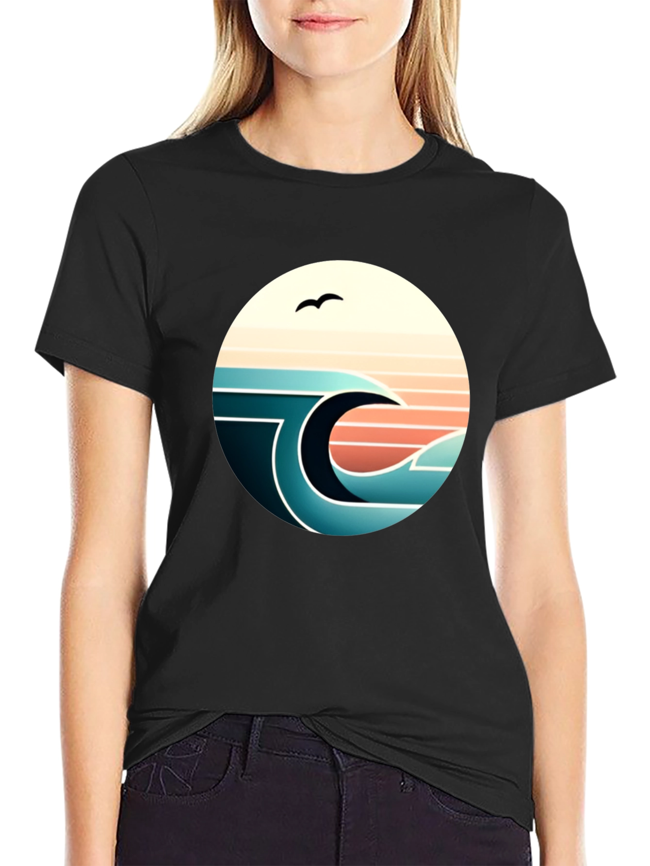 Retro Wave Graphic Tee - Black