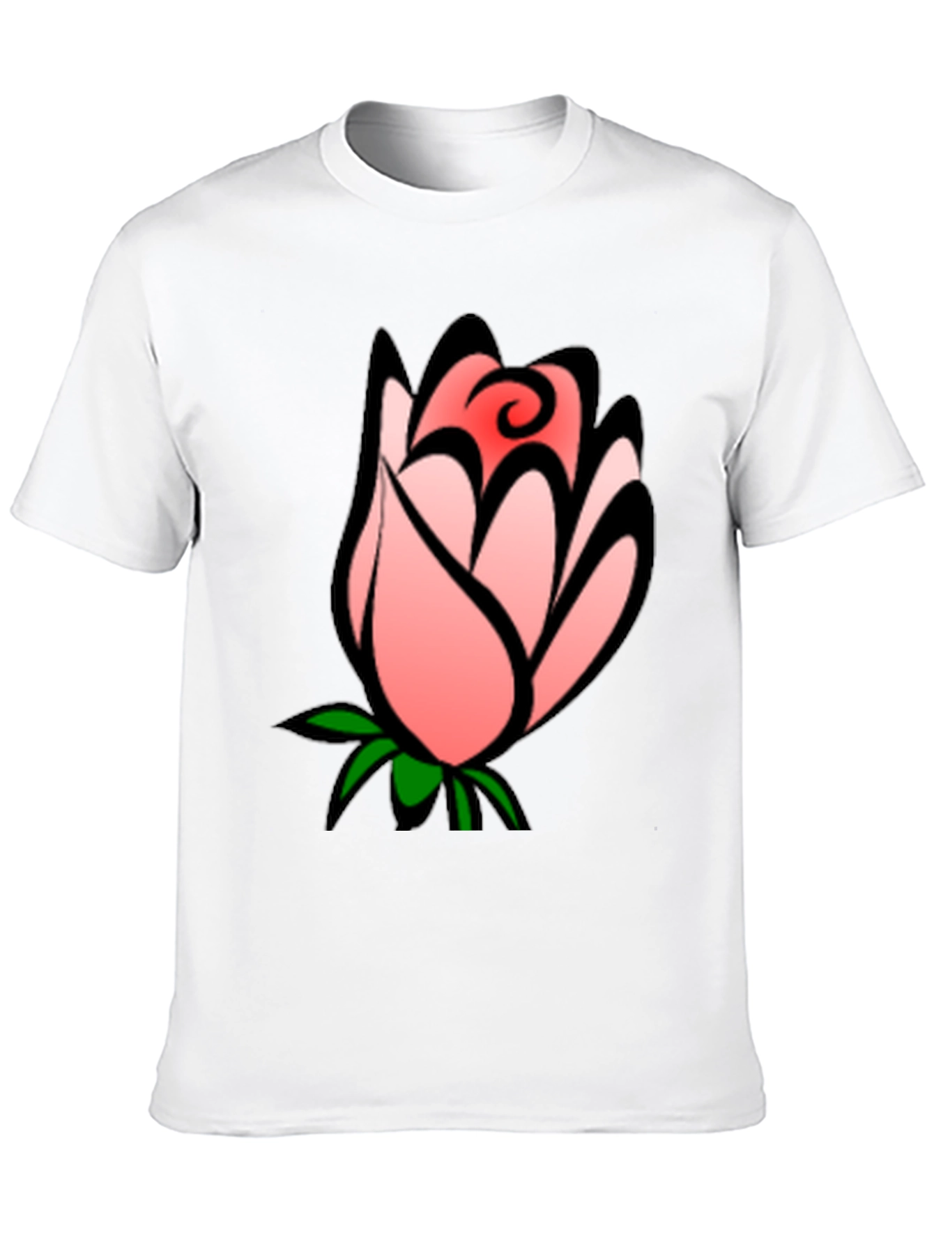 Floral Rose Bud Graphic Black T-Shirt