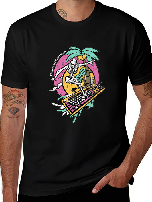 Surfing Skeleton Keyboard T-Shirt