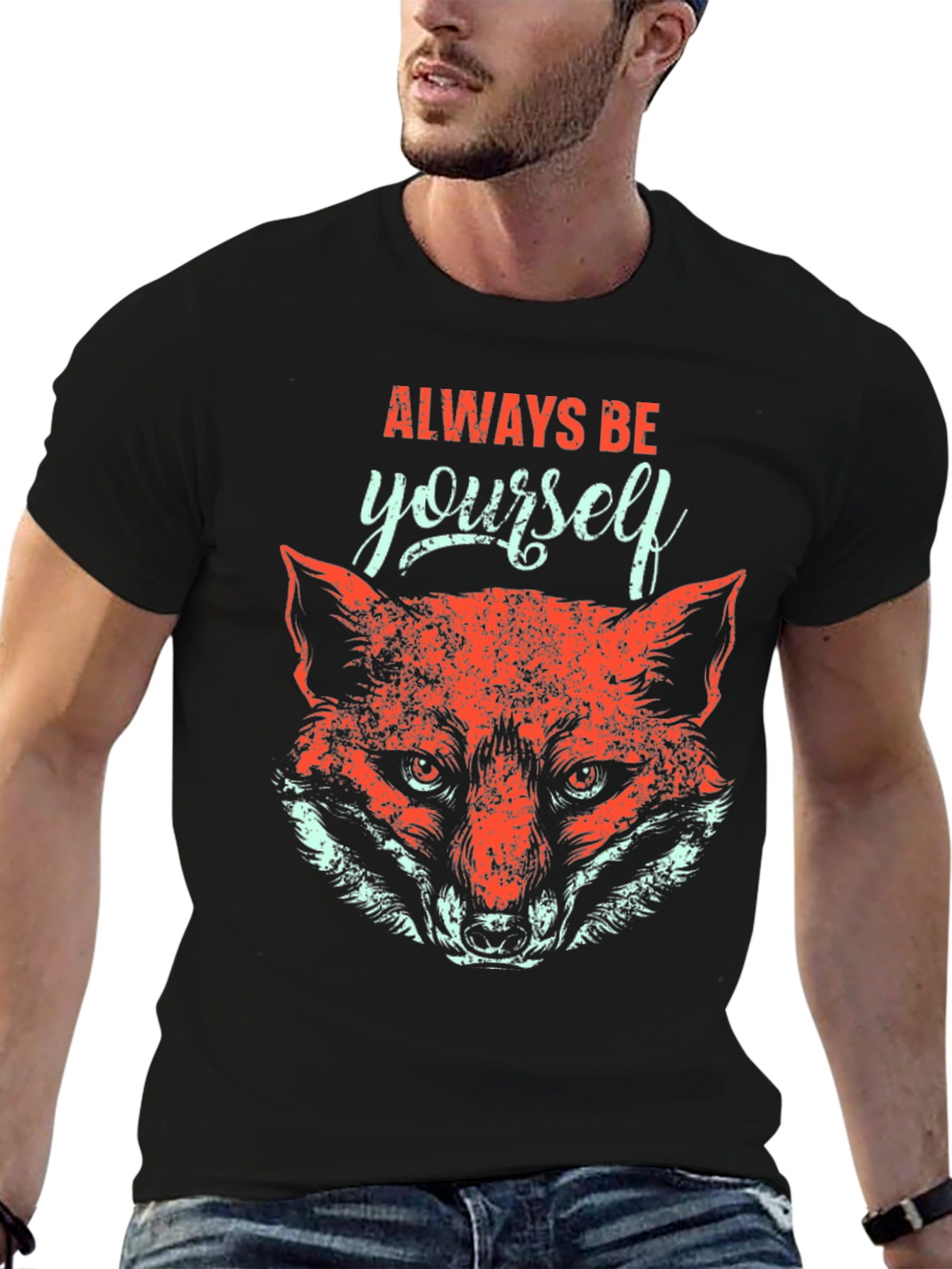 Always Be Yourself Fox Graphic Tee - Black
