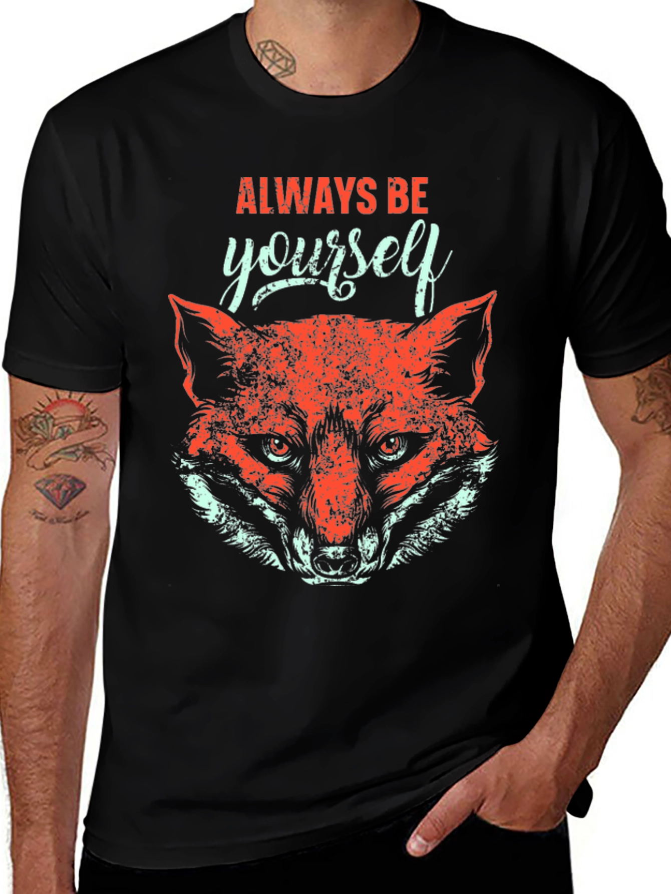 Always Be Yourself Fox Graphic Tee - Black