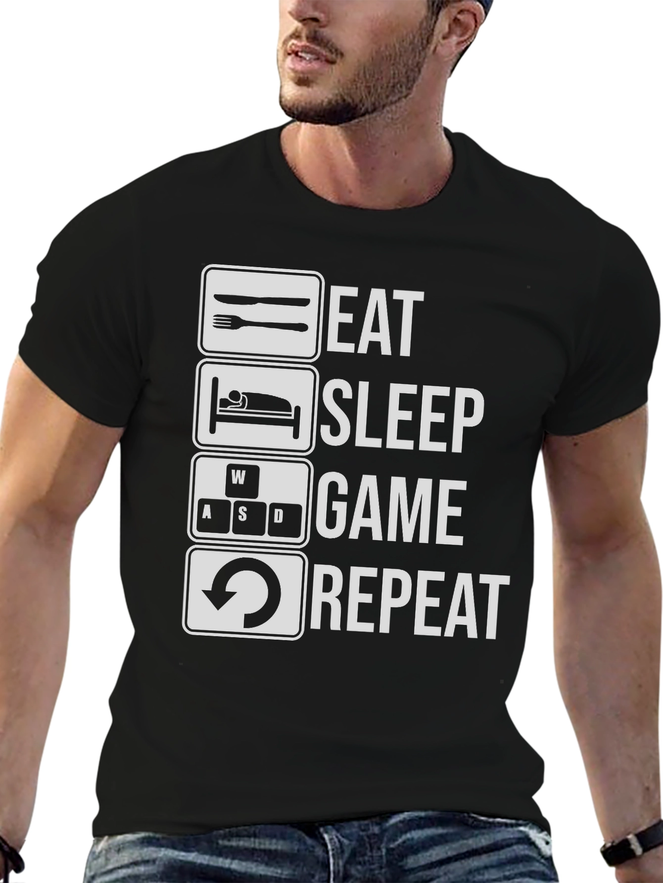 Eat Sleep Game Repeat T-Shirt - Gamer Tee