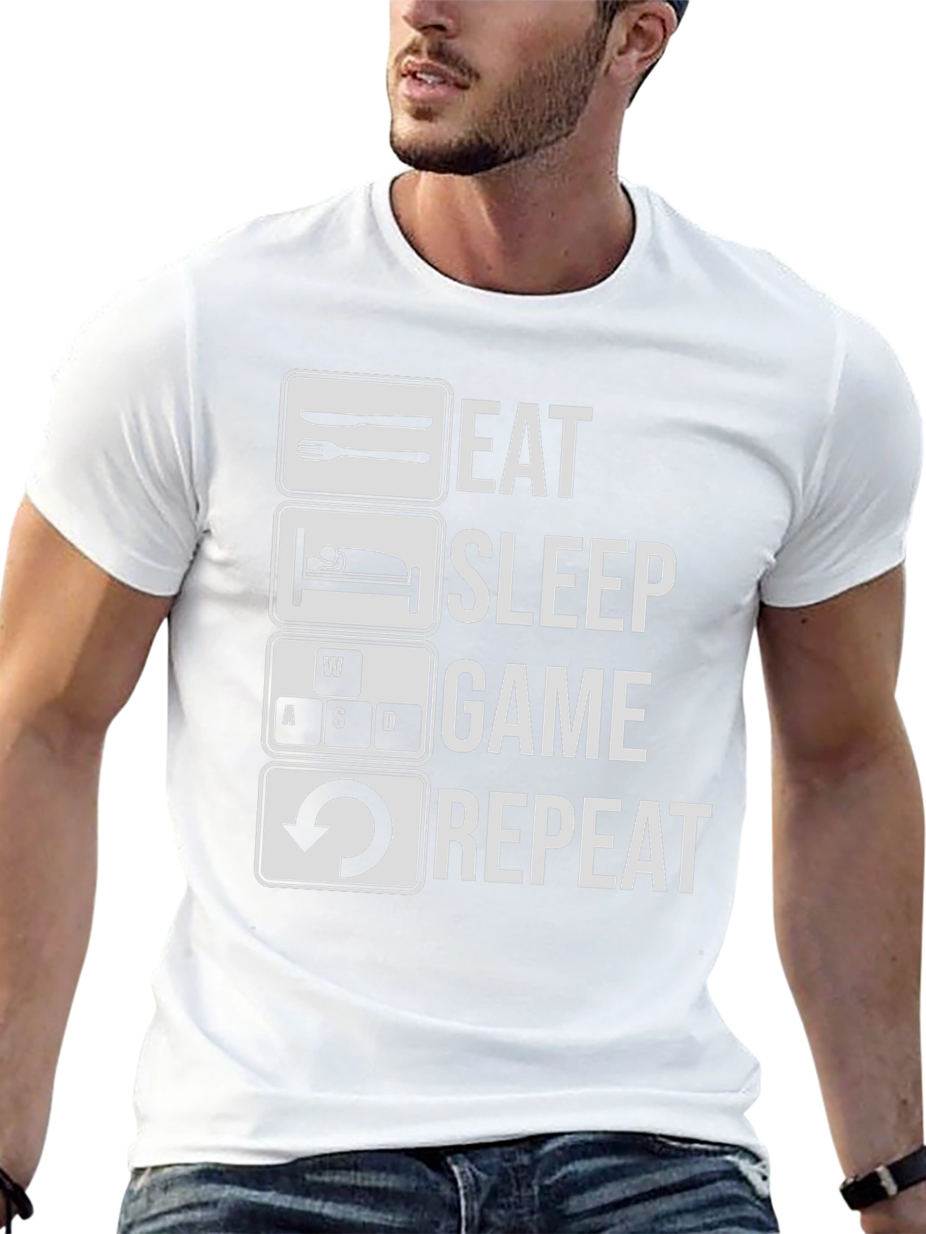 Eat Sleep Game Repeat T-Shirt - Gamer Tee