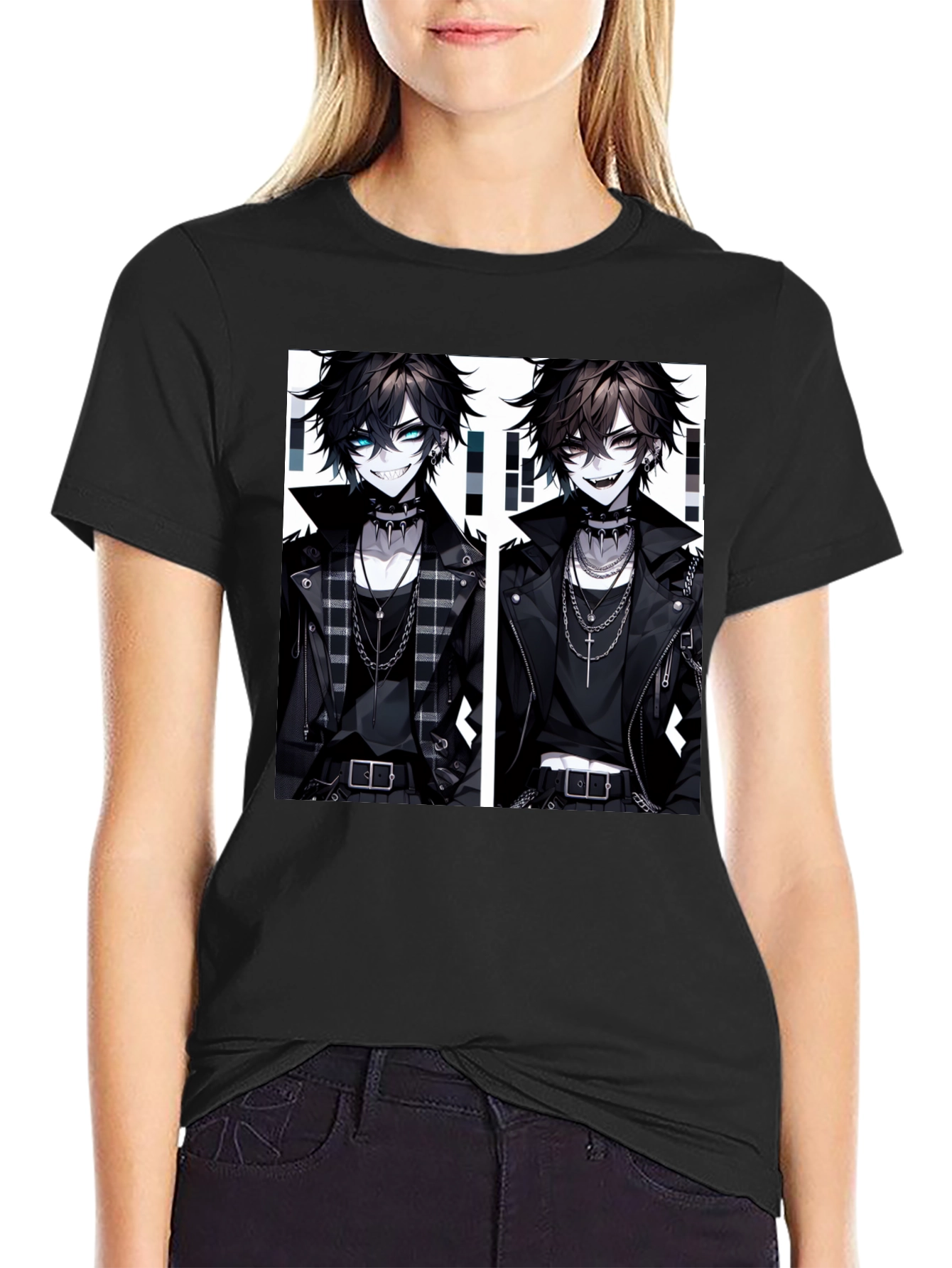 Edgy Anime Boy T-Shirt - Graphic Print