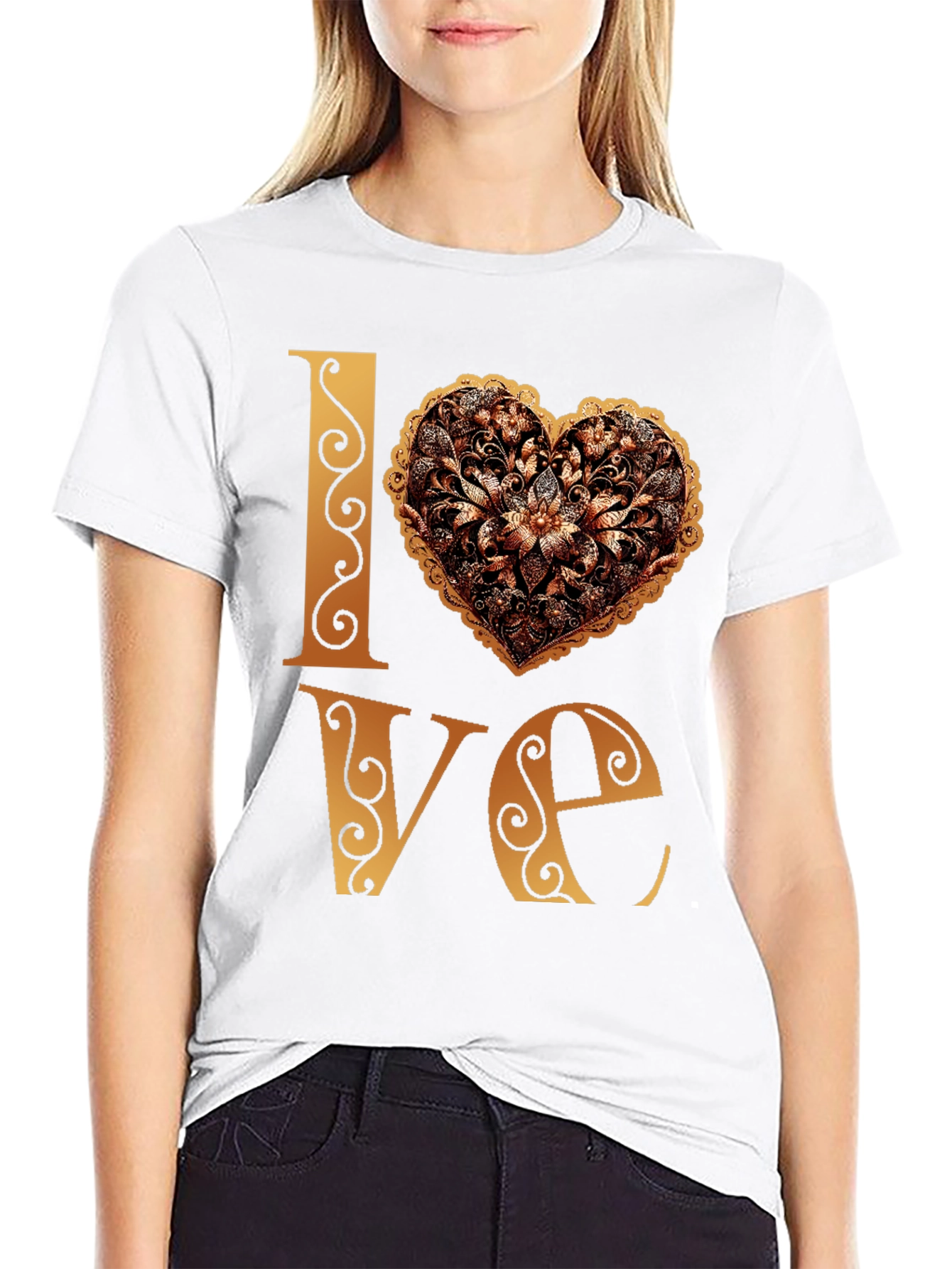 Love Heart T-Shirt - Floral Design