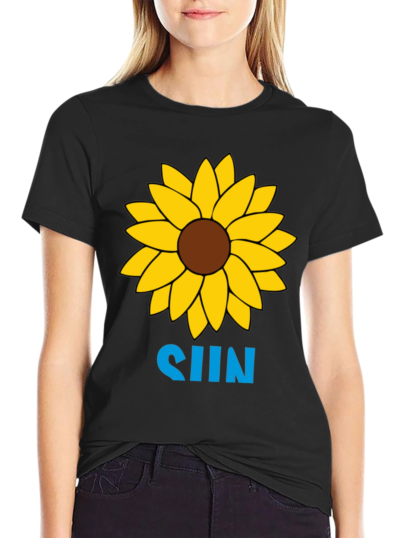 Sunflower Graphic T-Shirt - Black Cotton Tee