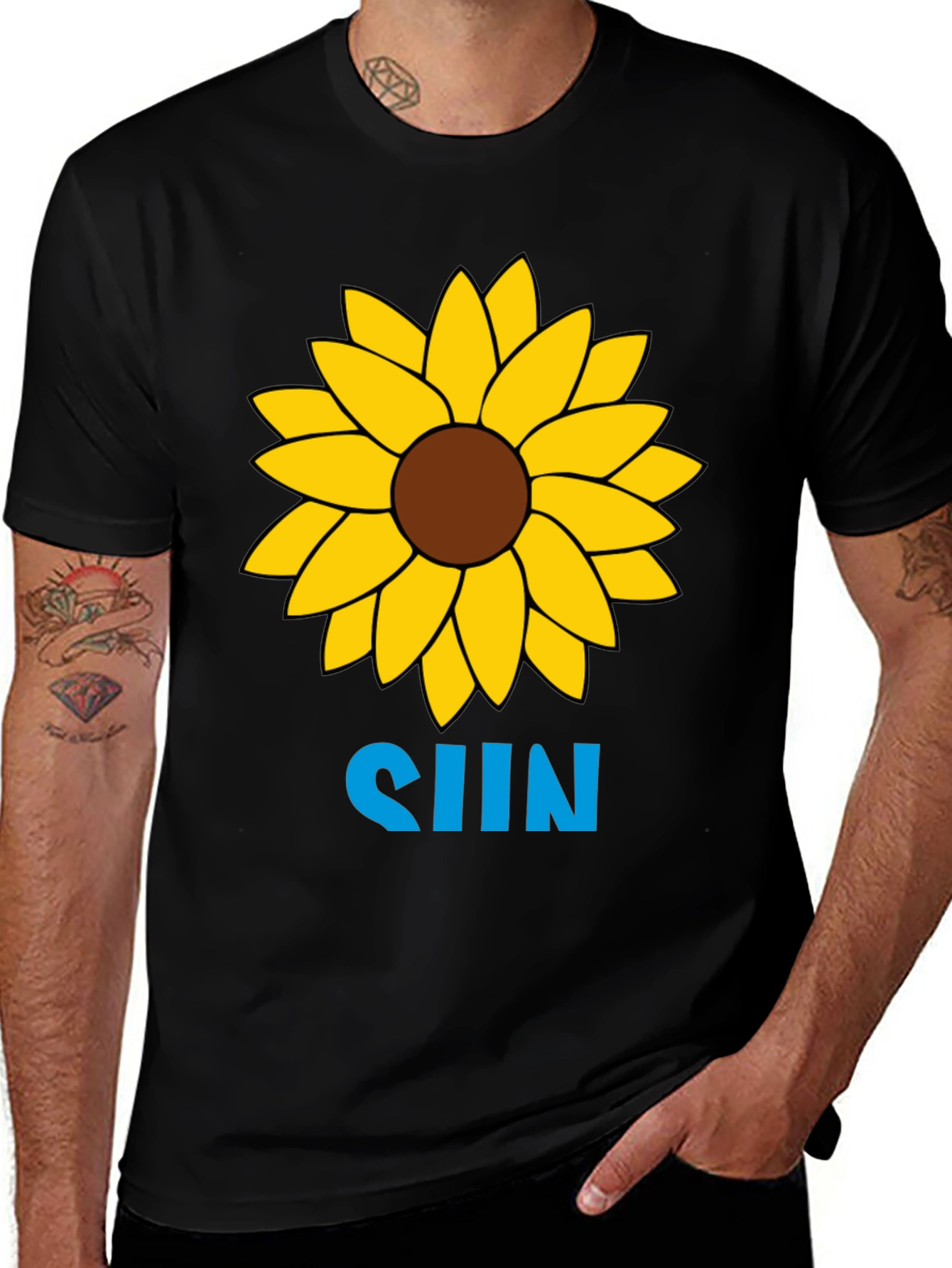 Sunflower Graphic T-Shirt - Black Cotton Tee