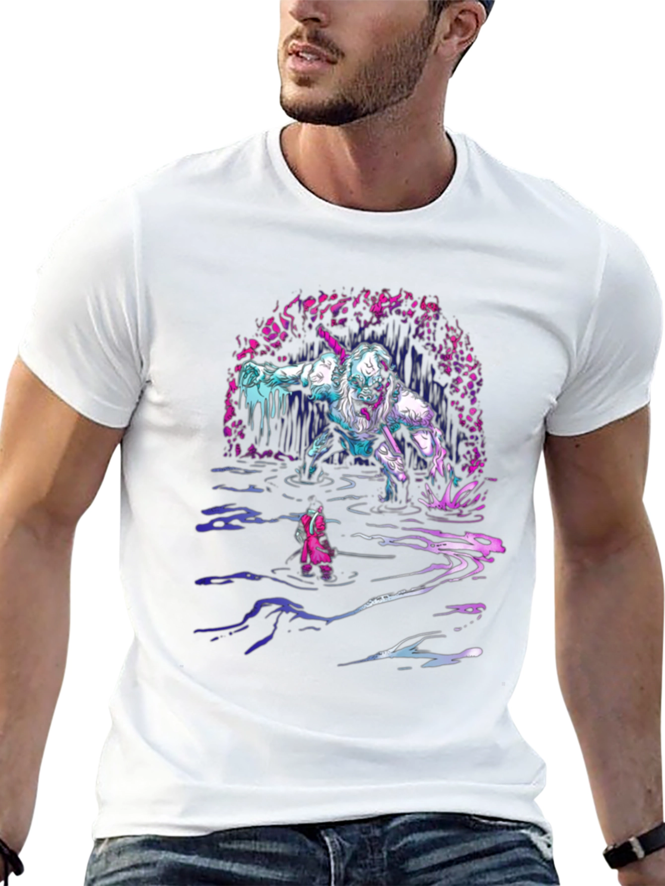 Monster Graphic Tee - Black Cotton T-Shirt