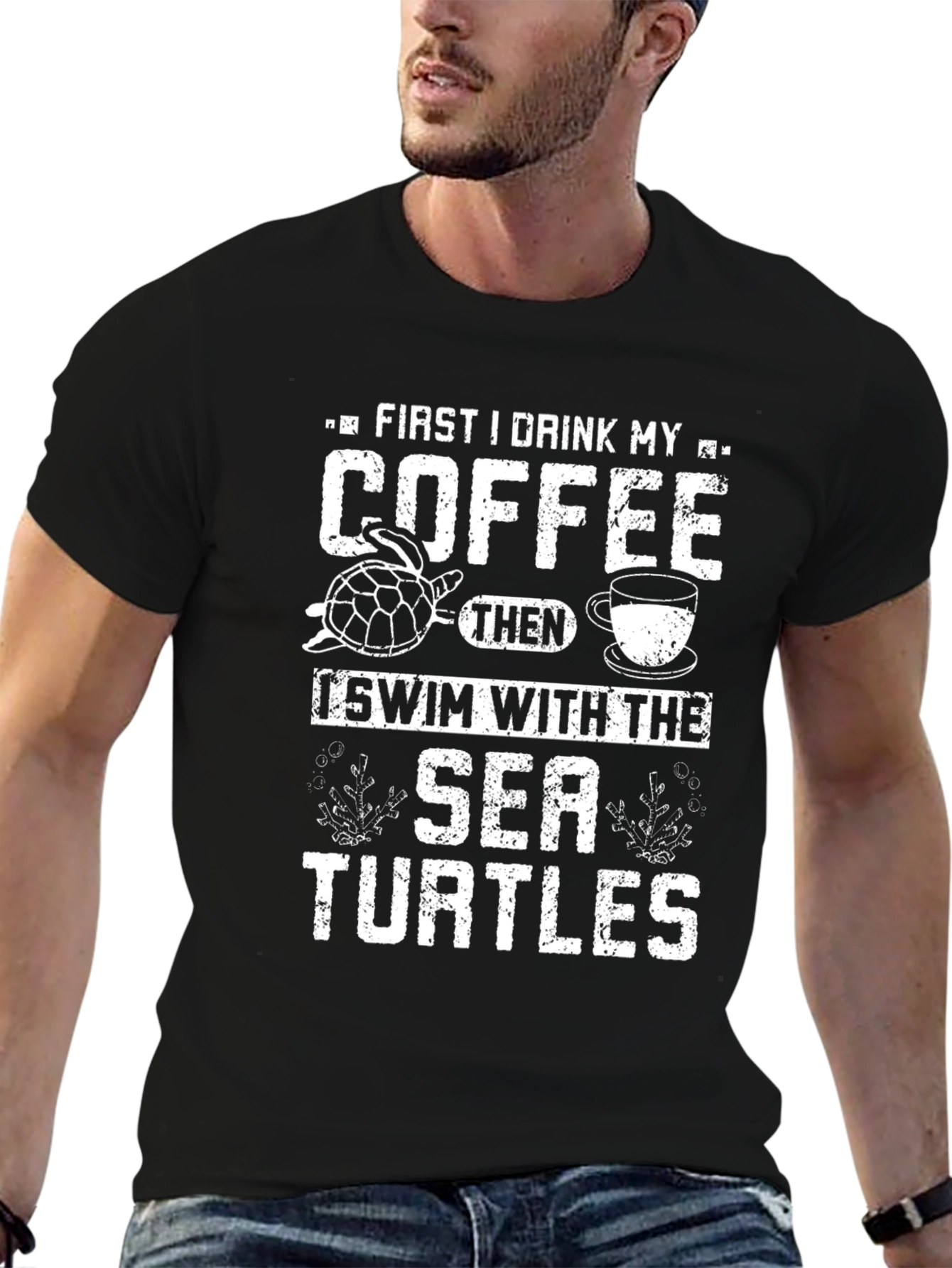 Drink Coffee Swim with Sea Turtles Graphic Tee