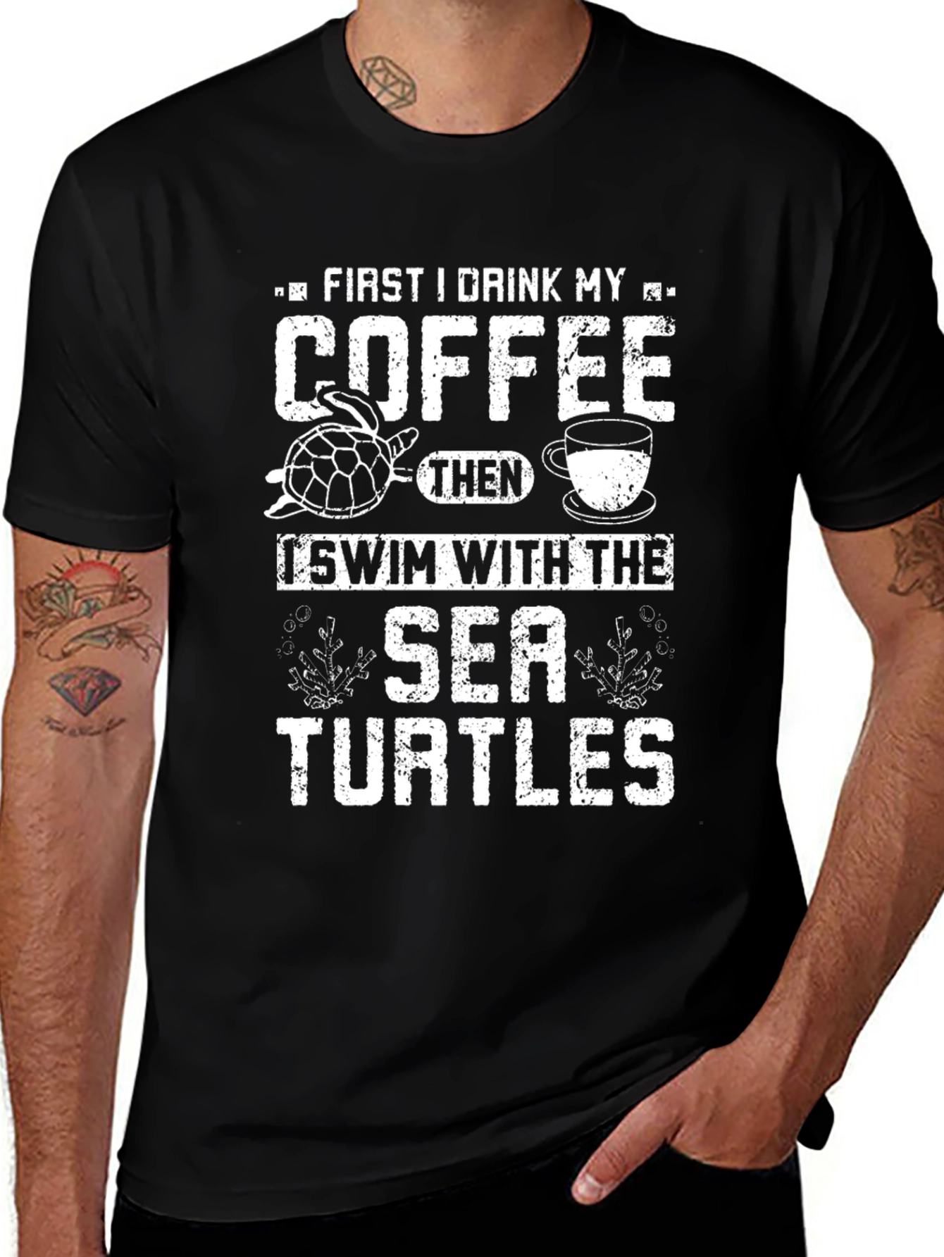 Drink Coffee Swim with Sea Turtles Graphic Tee