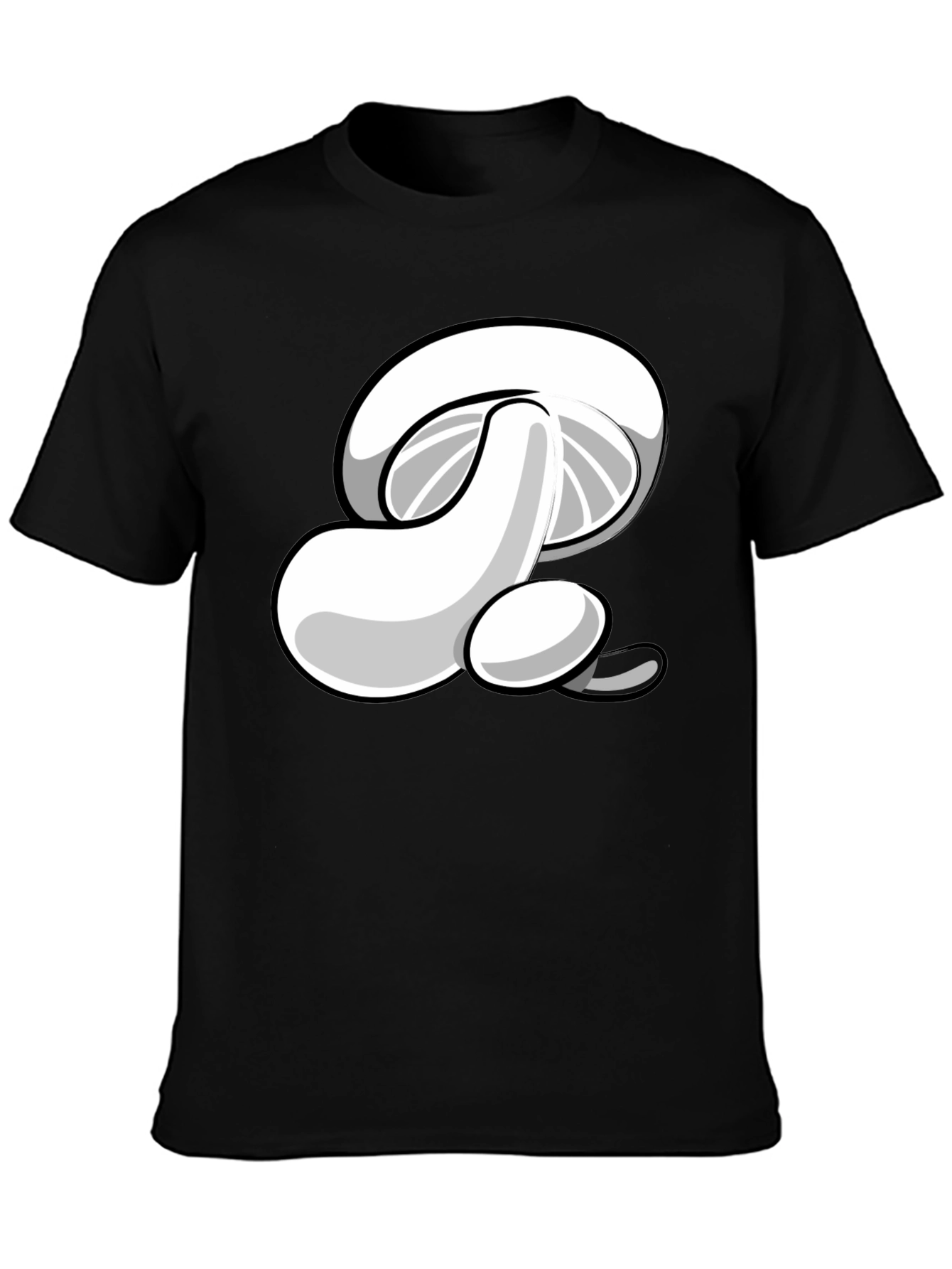 Cartoon Mushroom Graphic Print Mens Black T-Shirt