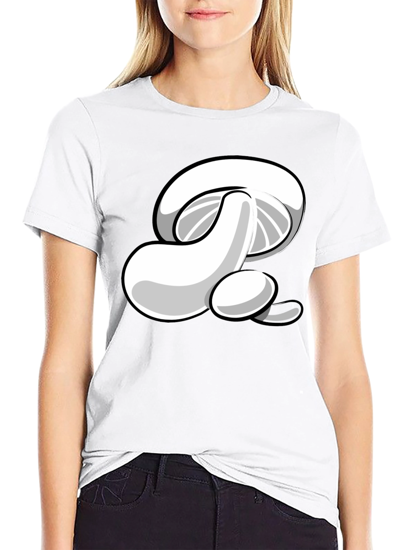 Cartoon Mushroom Graphic Print Mens Black T-Shirt