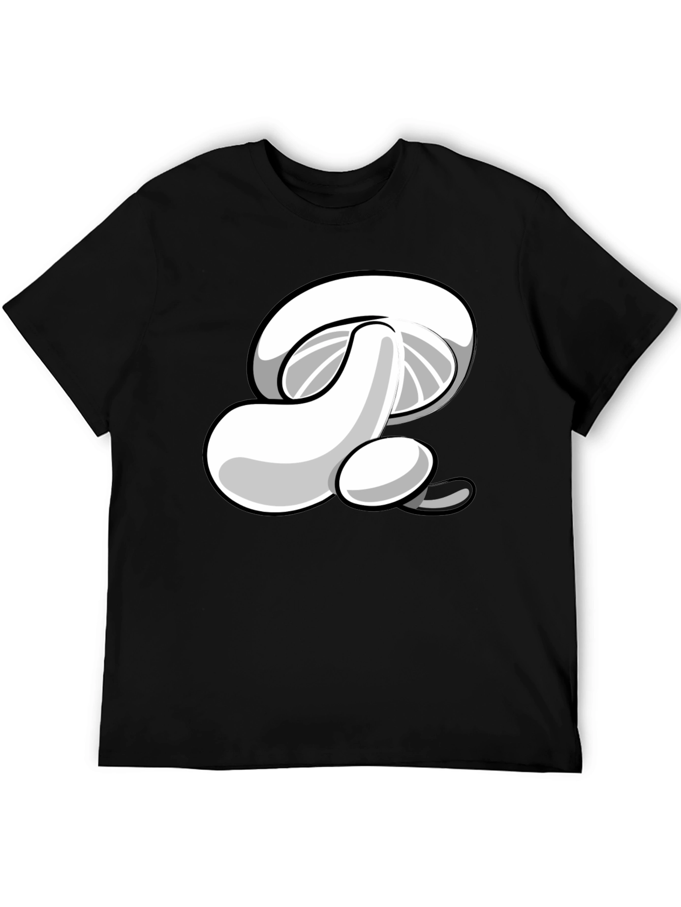 Cartoon Mushroom Graphic Print Mens Black T-Shirt