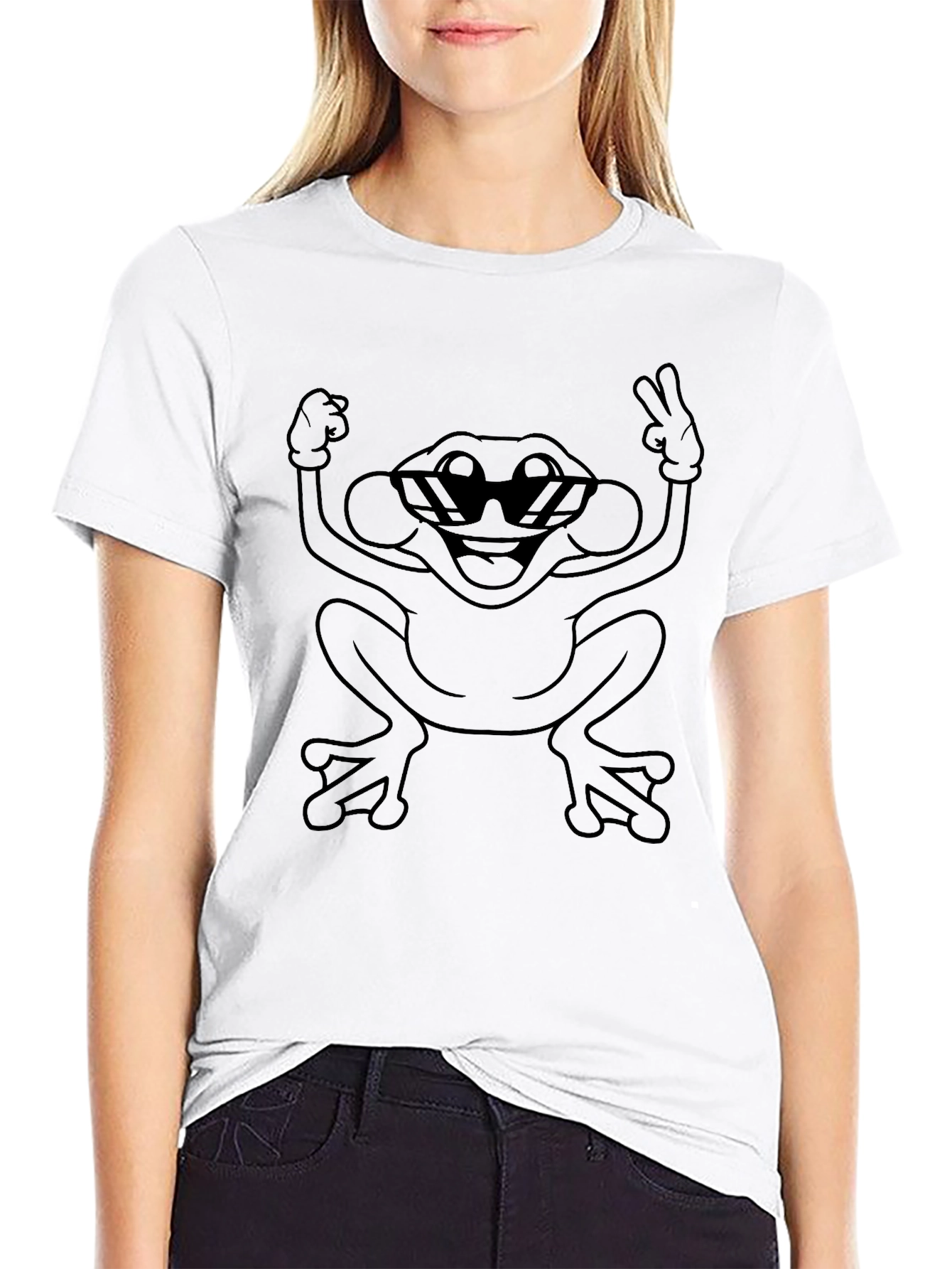 Cool Frog Graphic Tee - Peace Out Style