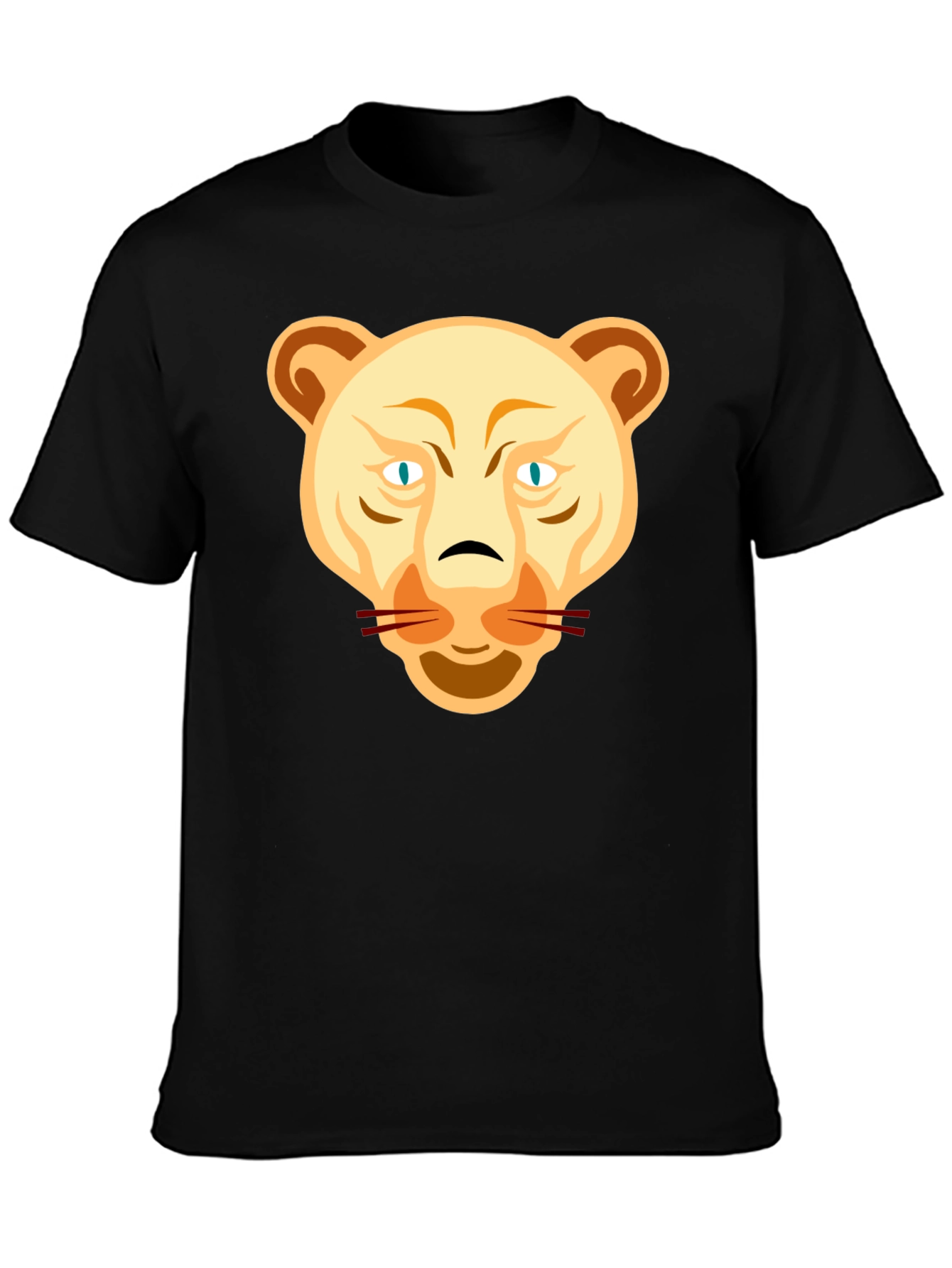 Lion Head Graphic Tee - Black Cotton T-Shirt