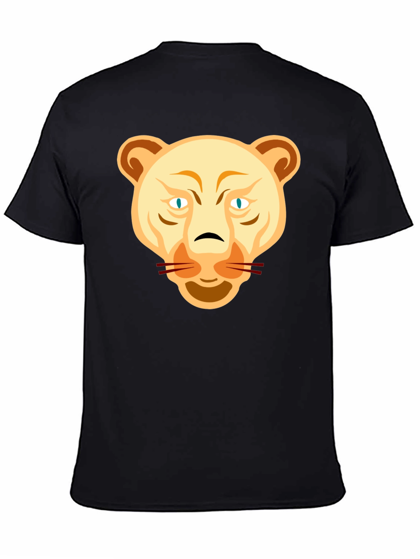 Lion Head Graphic Tee - Black Cotton T-Shirt