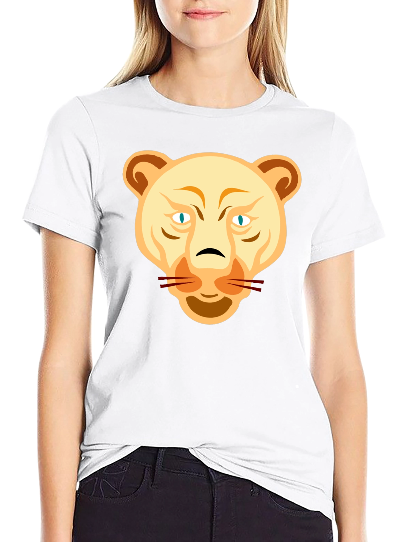 Lion Head Graphic Tee - Black Cotton T-Shirt