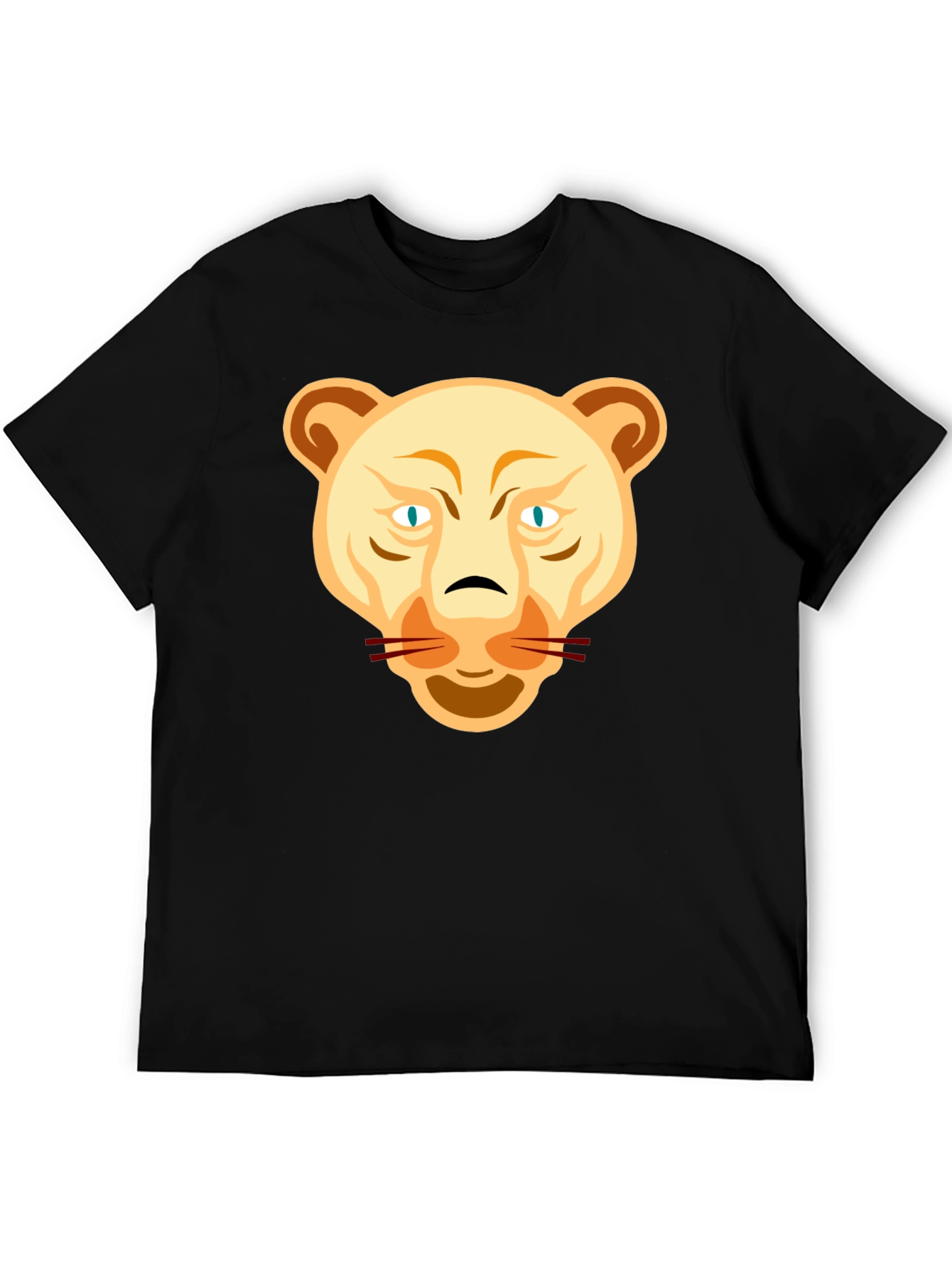 Lion Head Graphic Tee - Black Cotton T-Shirt