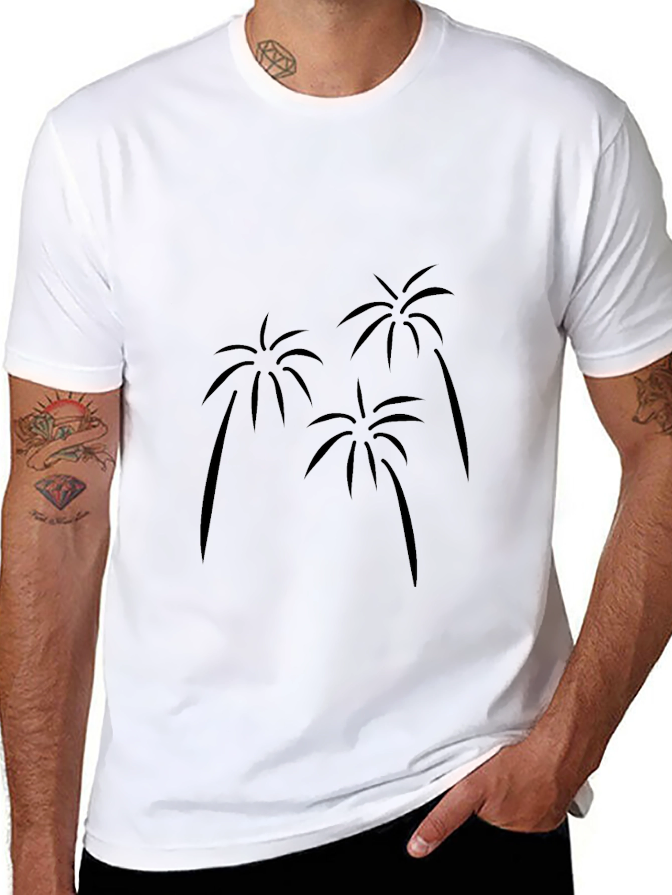 Tropical Palm Tree Graphic Black T-Shirt