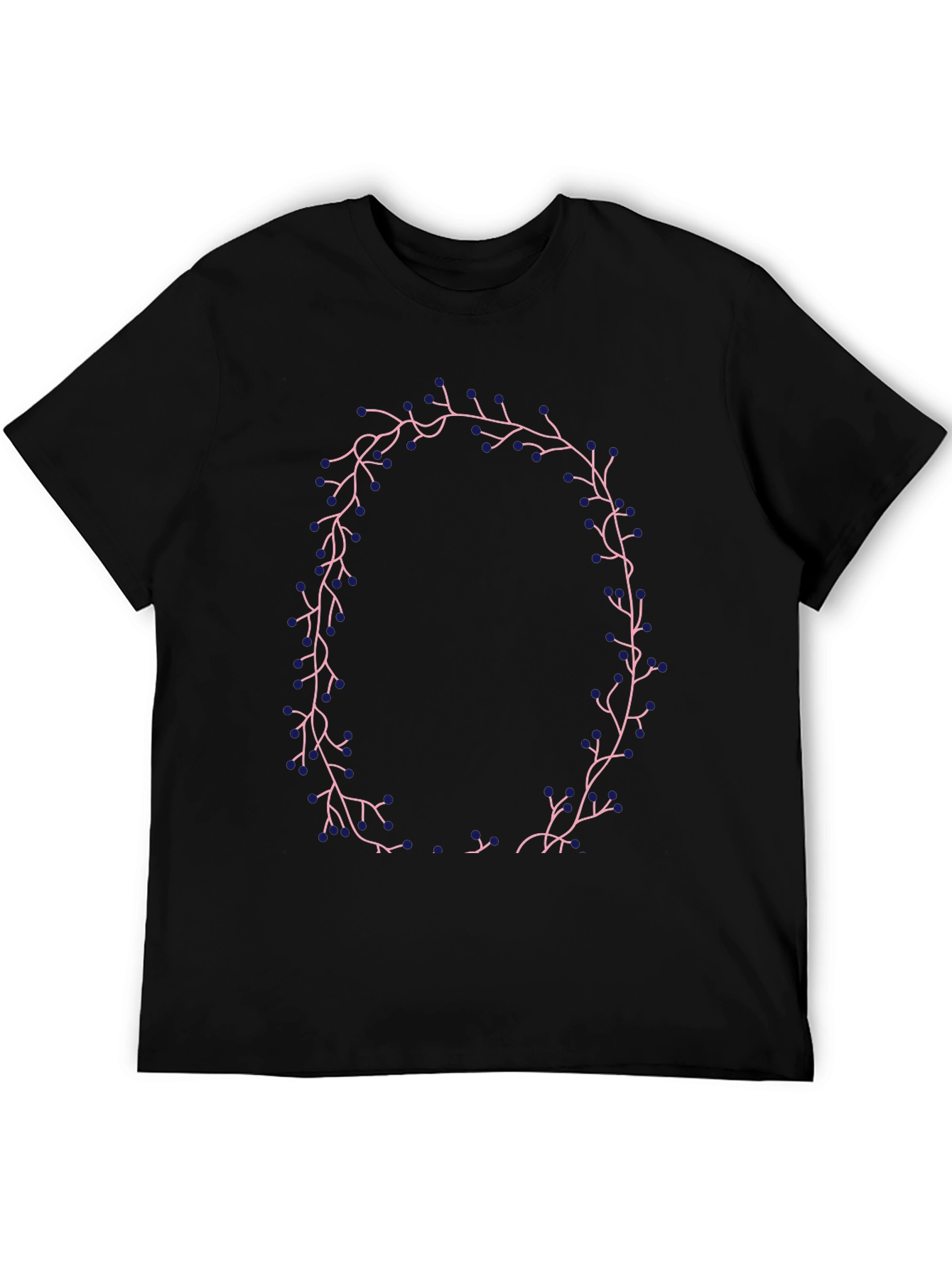 Floral Wreath Graphic Tee - Black Casual T-Shirt