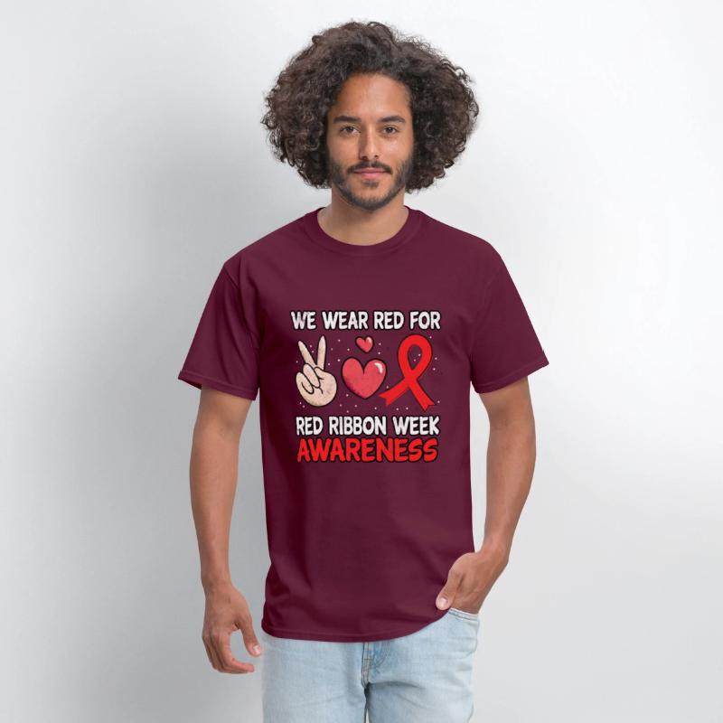 Peace Ribbon Week Awareness Month October Wear Red