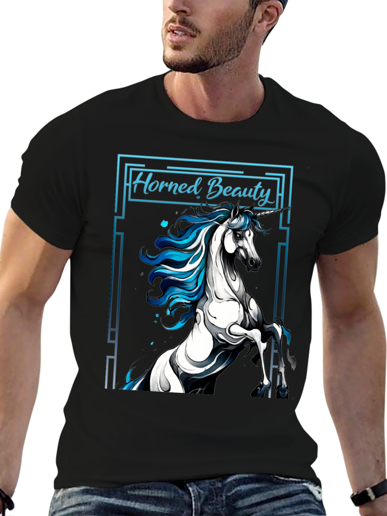 Horned Beauty Graphic Tee - Unisex Black T-Shirt