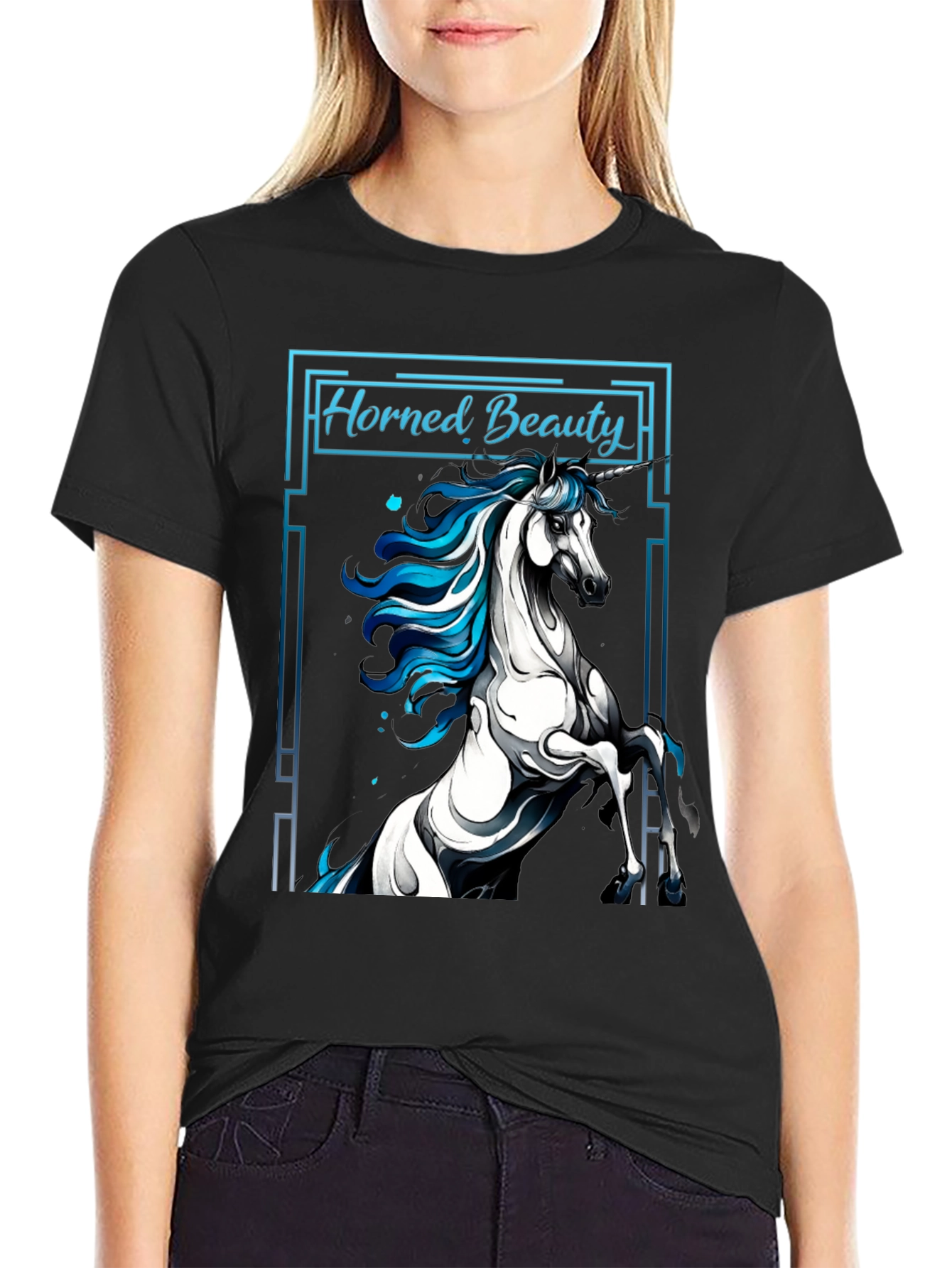 Horned Beauty Graphic Tee - Unisex Black T-Shirt