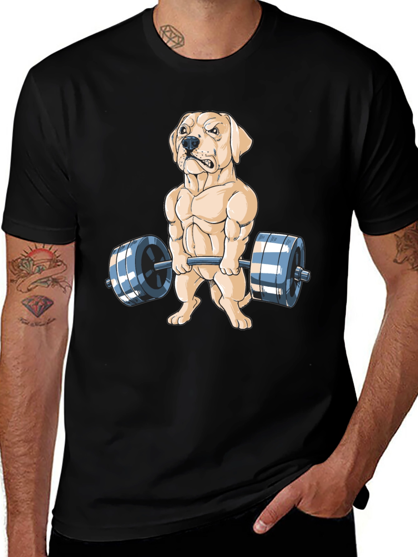 Dog Lifting Weights Graphic Tee