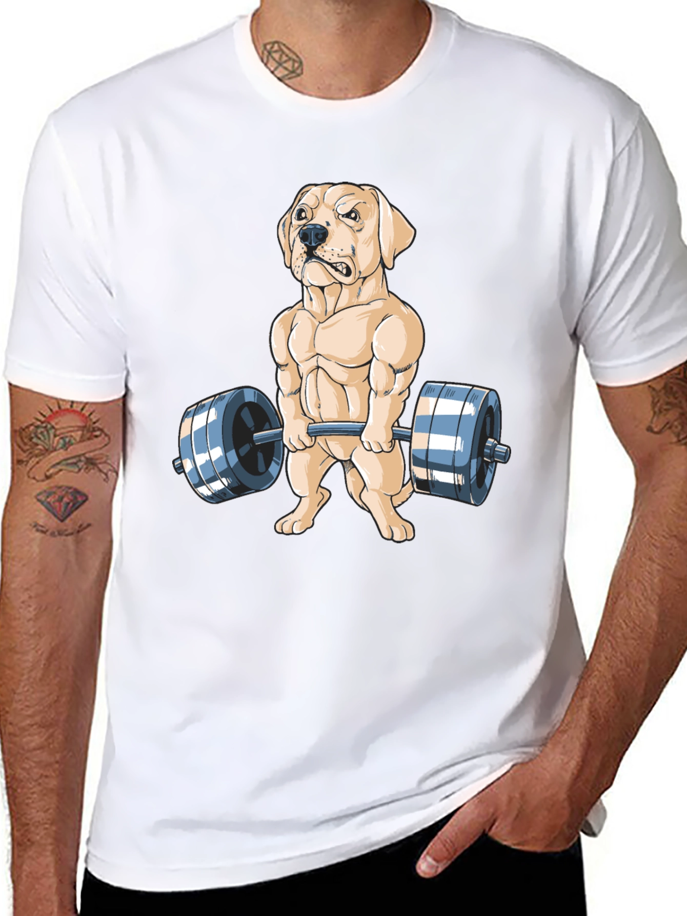 Dog Lifting Weights Graphic Tee