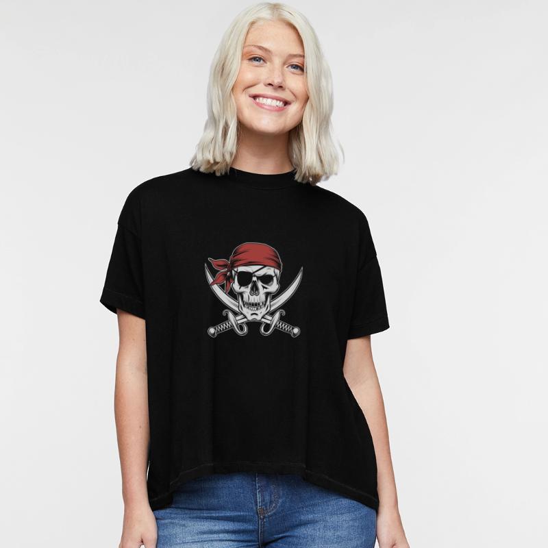 Pirate Skull Crossbones Red Bandana Jolly Roger