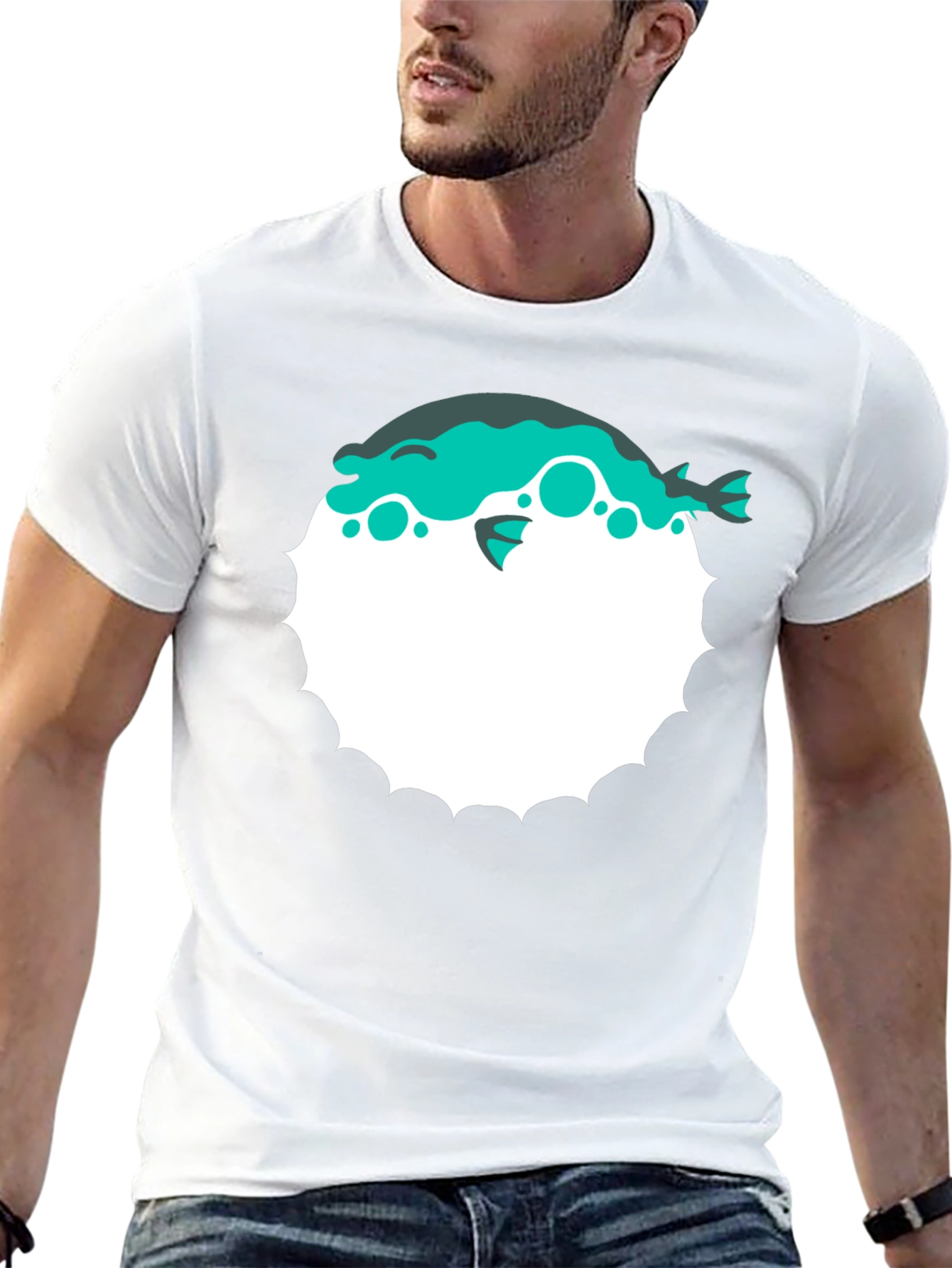 Pufferfish Graphic Print T-Shirt - Black
