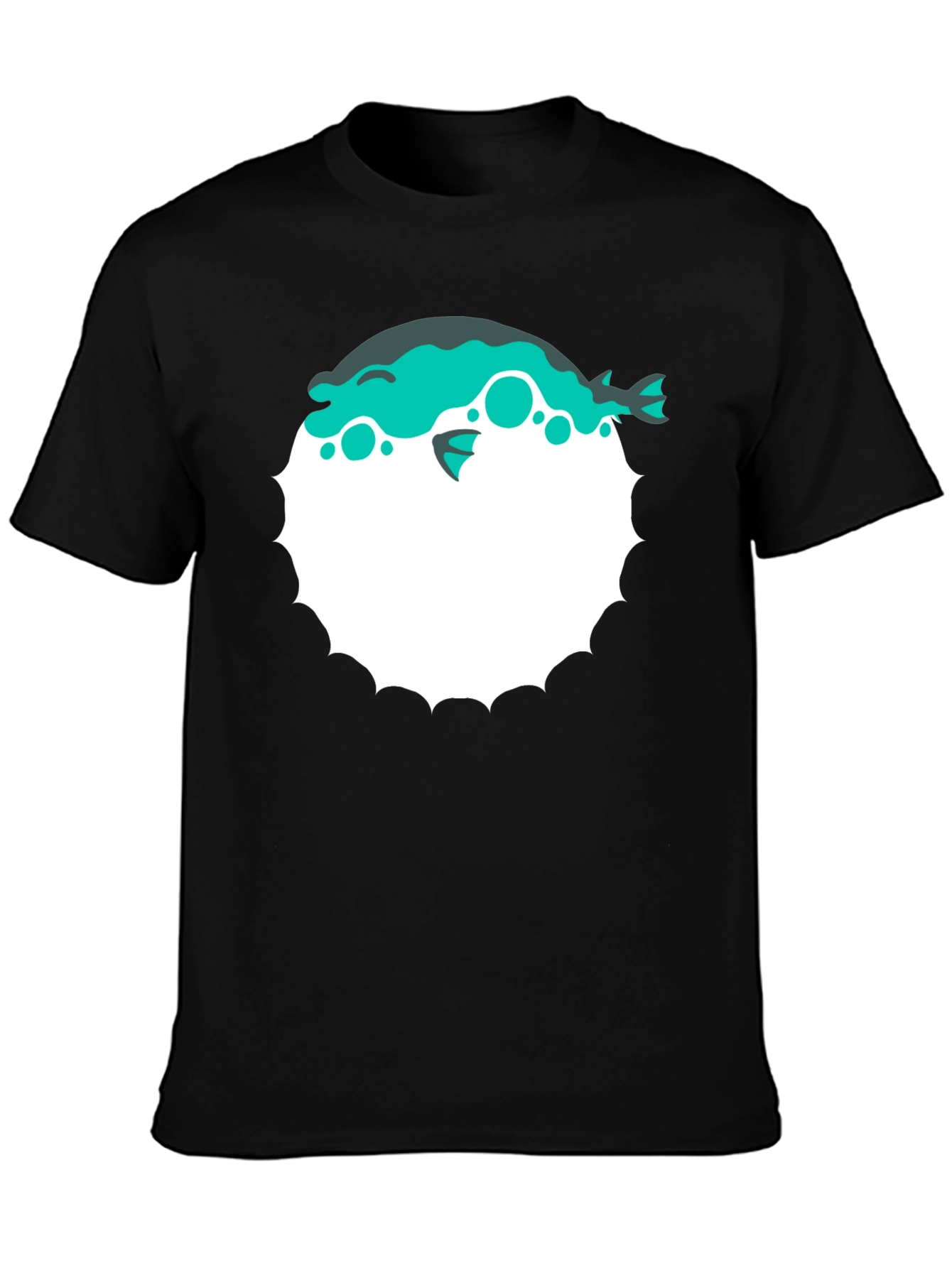 Pufferfish Graphic Print T-Shirt - Black