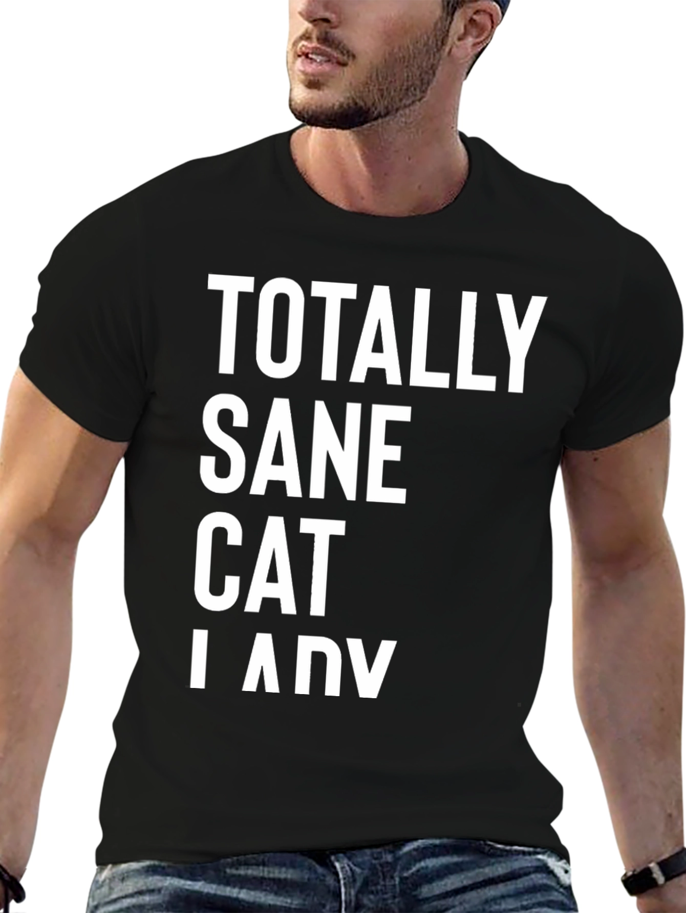 Totally Sane Cat Lady Black T-Shirt