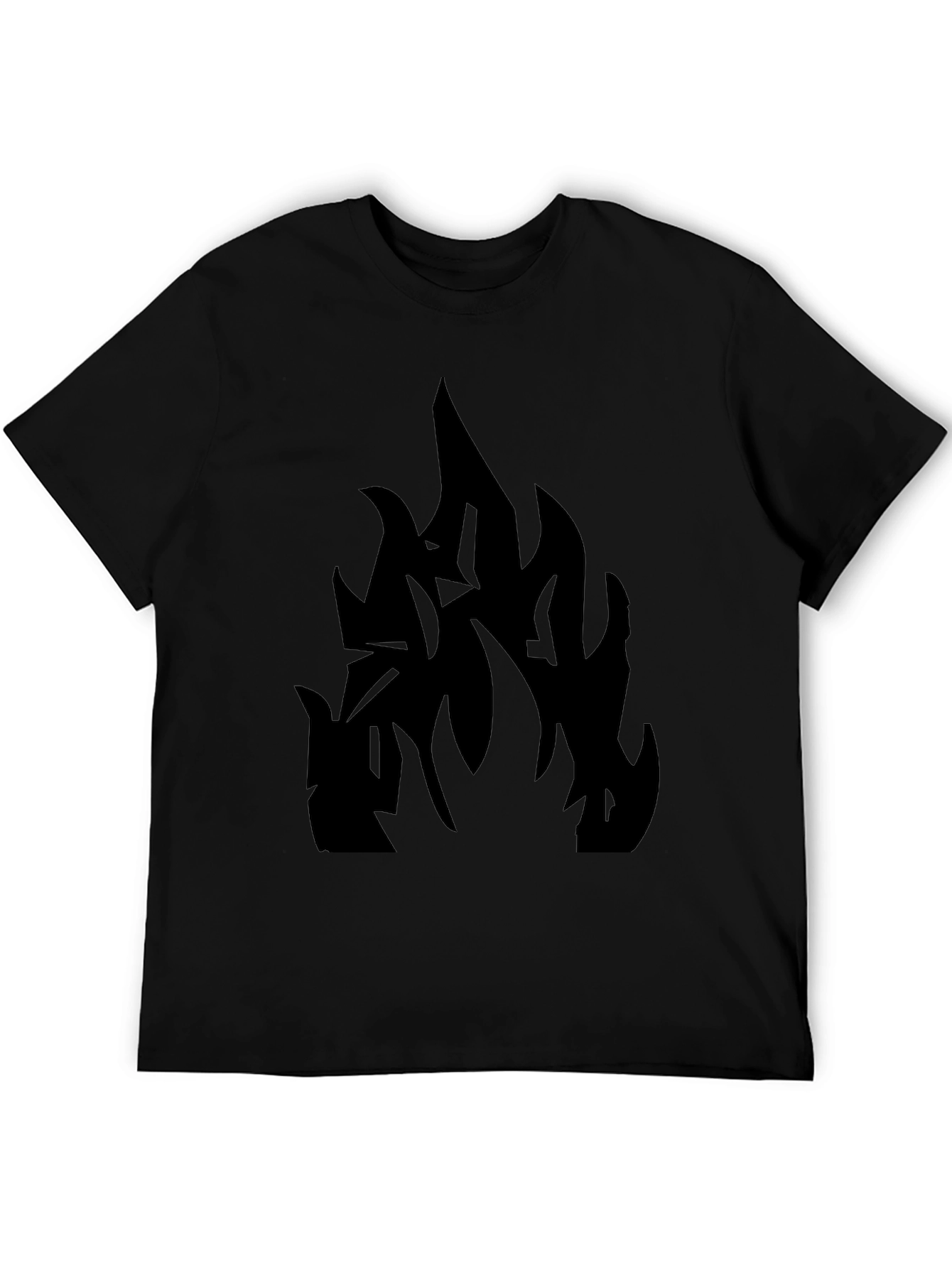 Black T-Shirt with Abstract Flame Design