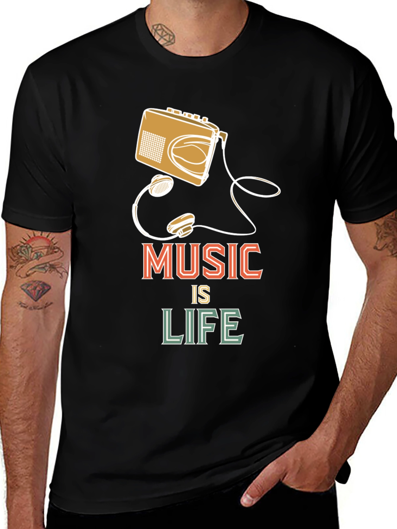 Music is Life Graphic T-Shirt - Retro Style