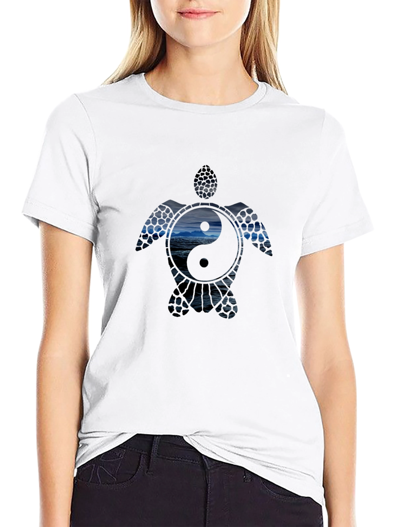 Yin Yang Sea Turtle Graphic T-Shirt