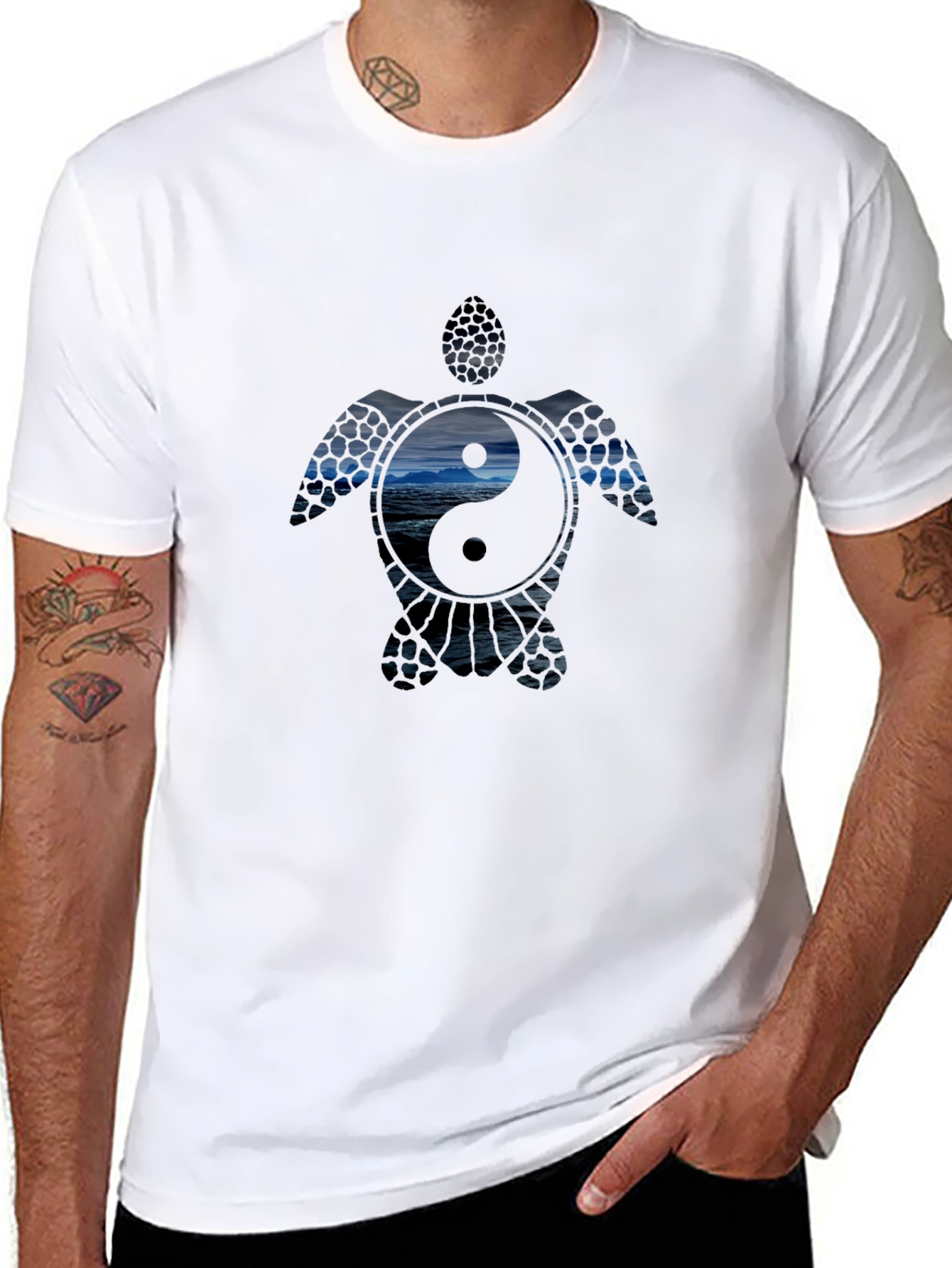 Yin Yang Sea Turtle Graphic T-Shirt