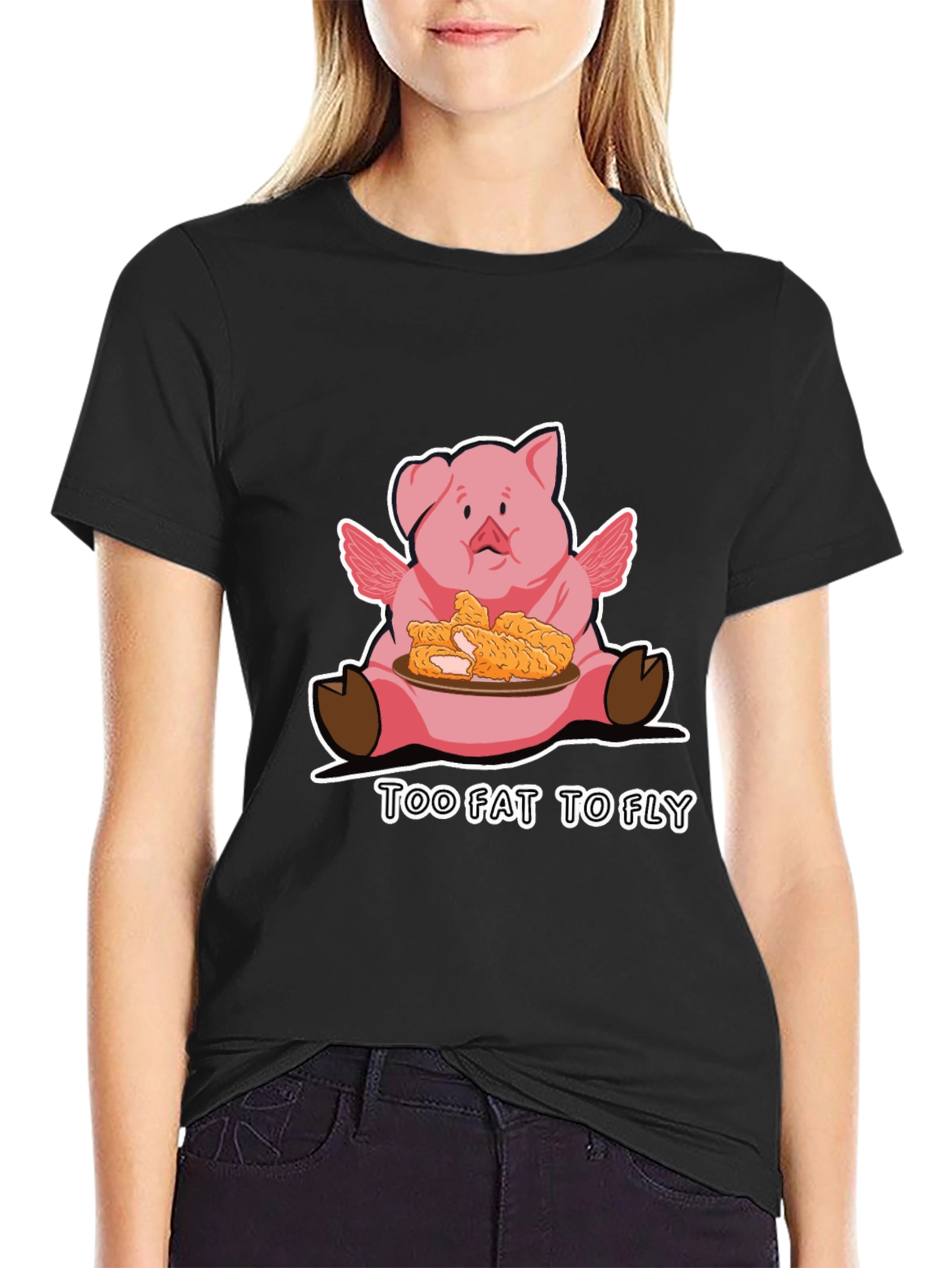 Too Fat To Fly Pig T-Shirt