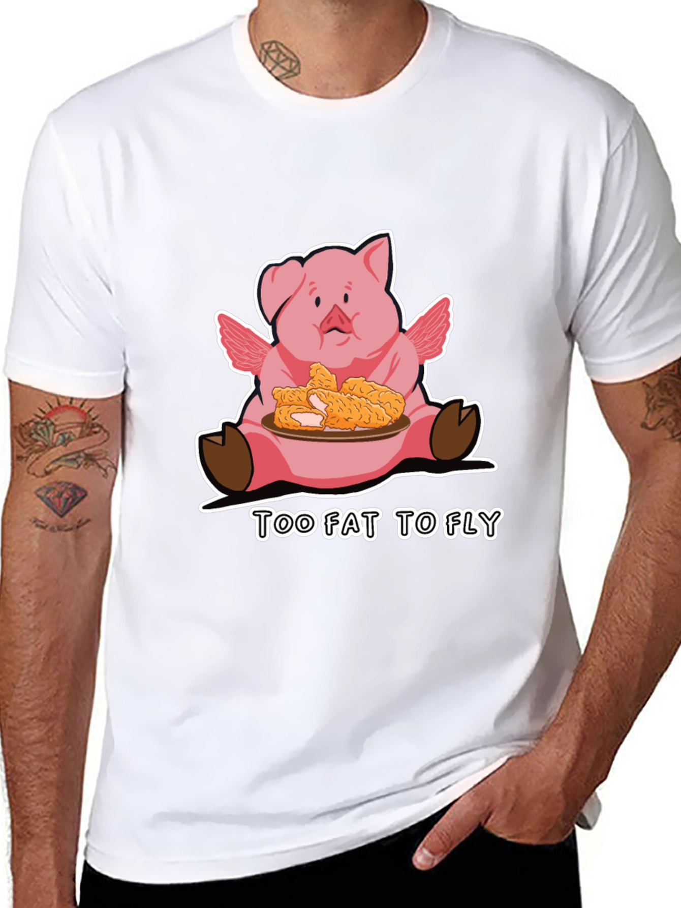 Too Fat To Fly Pig T-Shirt