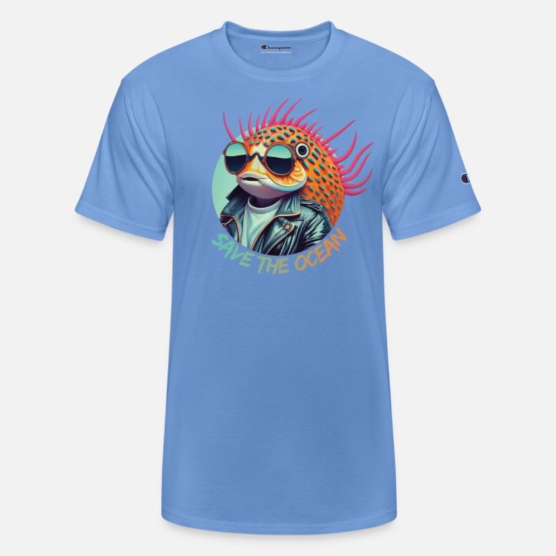 Puffer and spotted fish in sunglasses