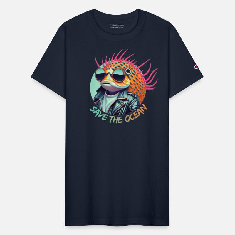 Puffer and spotted fish in sunglasses