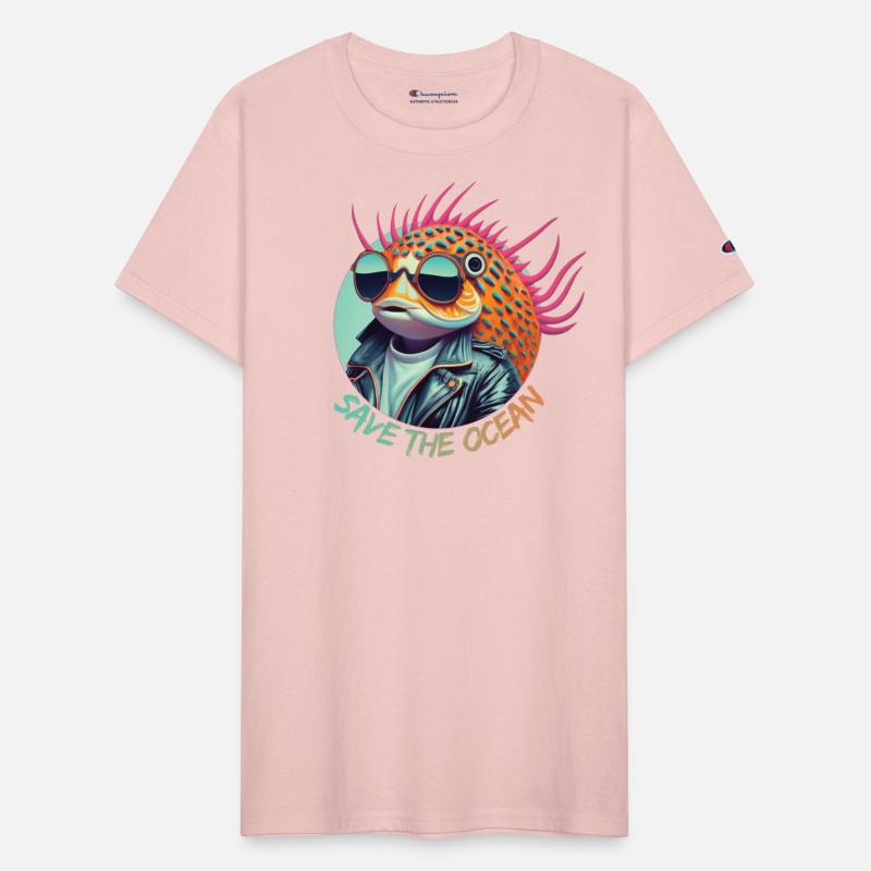 Puffer and spotted fish in sunglasses