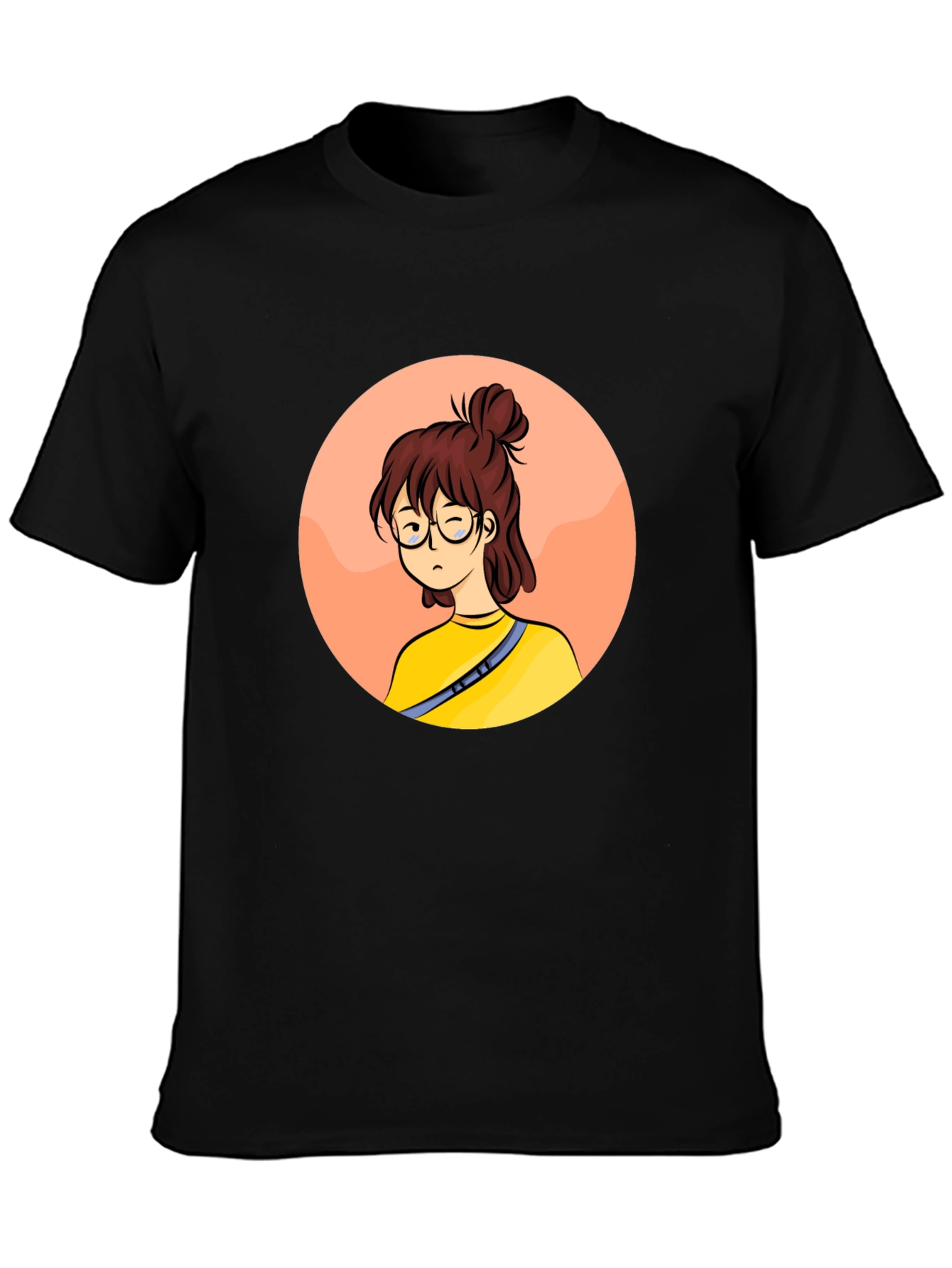 Cartoon Girl Graphic Black T-Shirt
