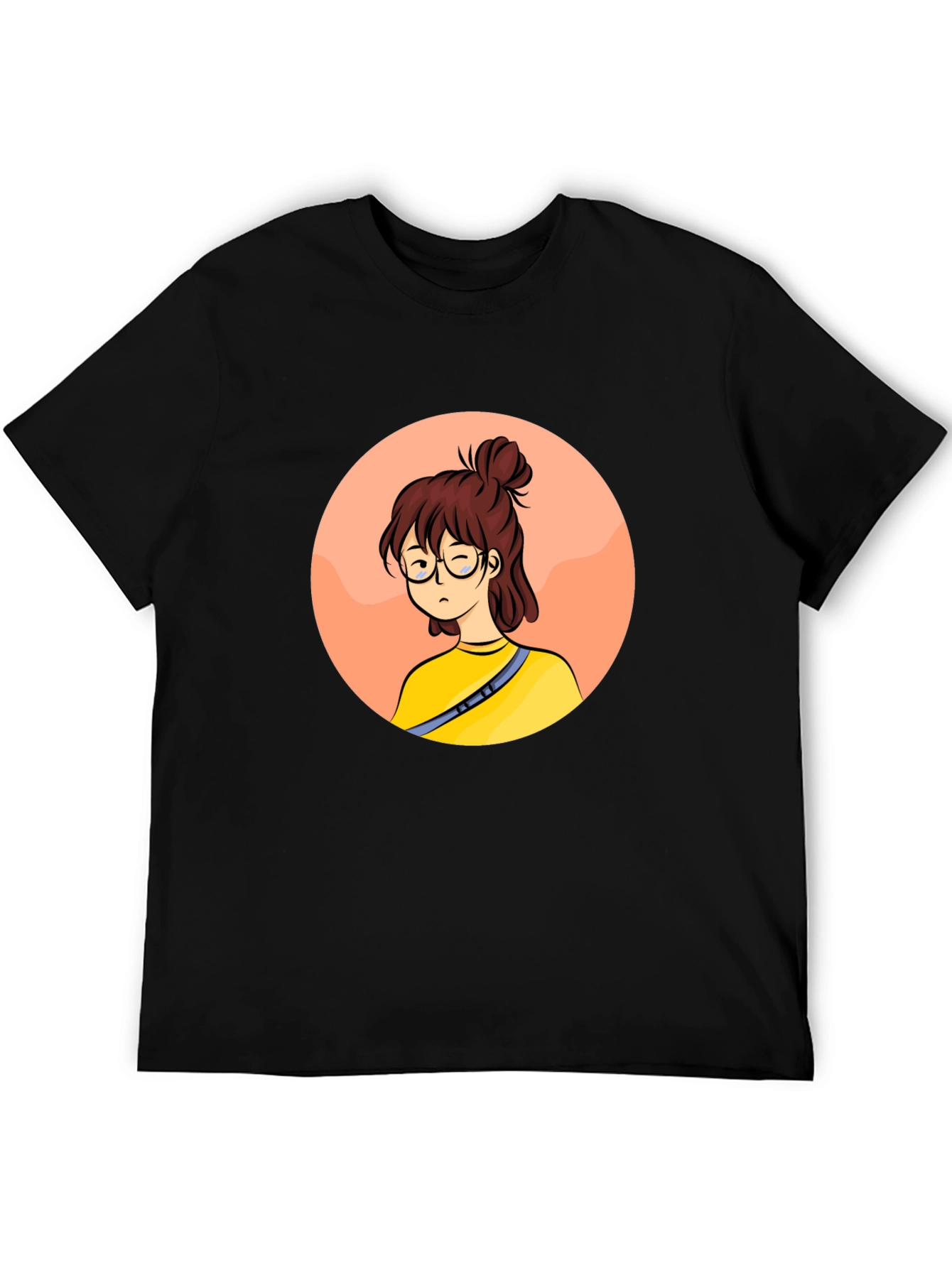 Cartoon Girl Graphic Black T-Shirt